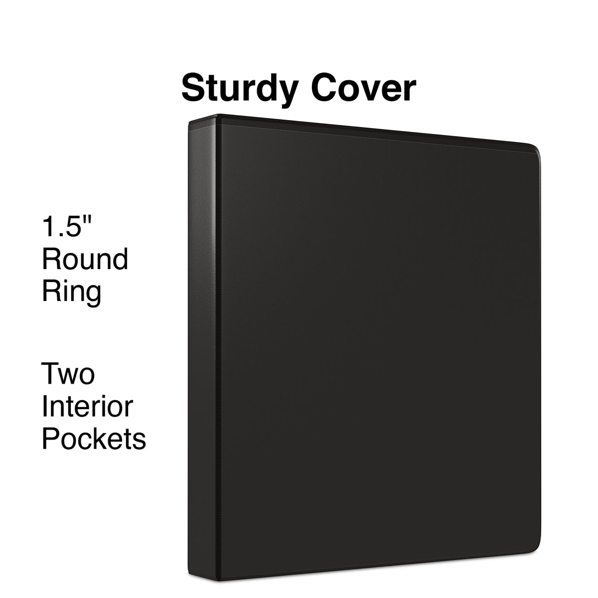 Staples 1 1/2" 3-Ring View Binders, Black, 12/Pack