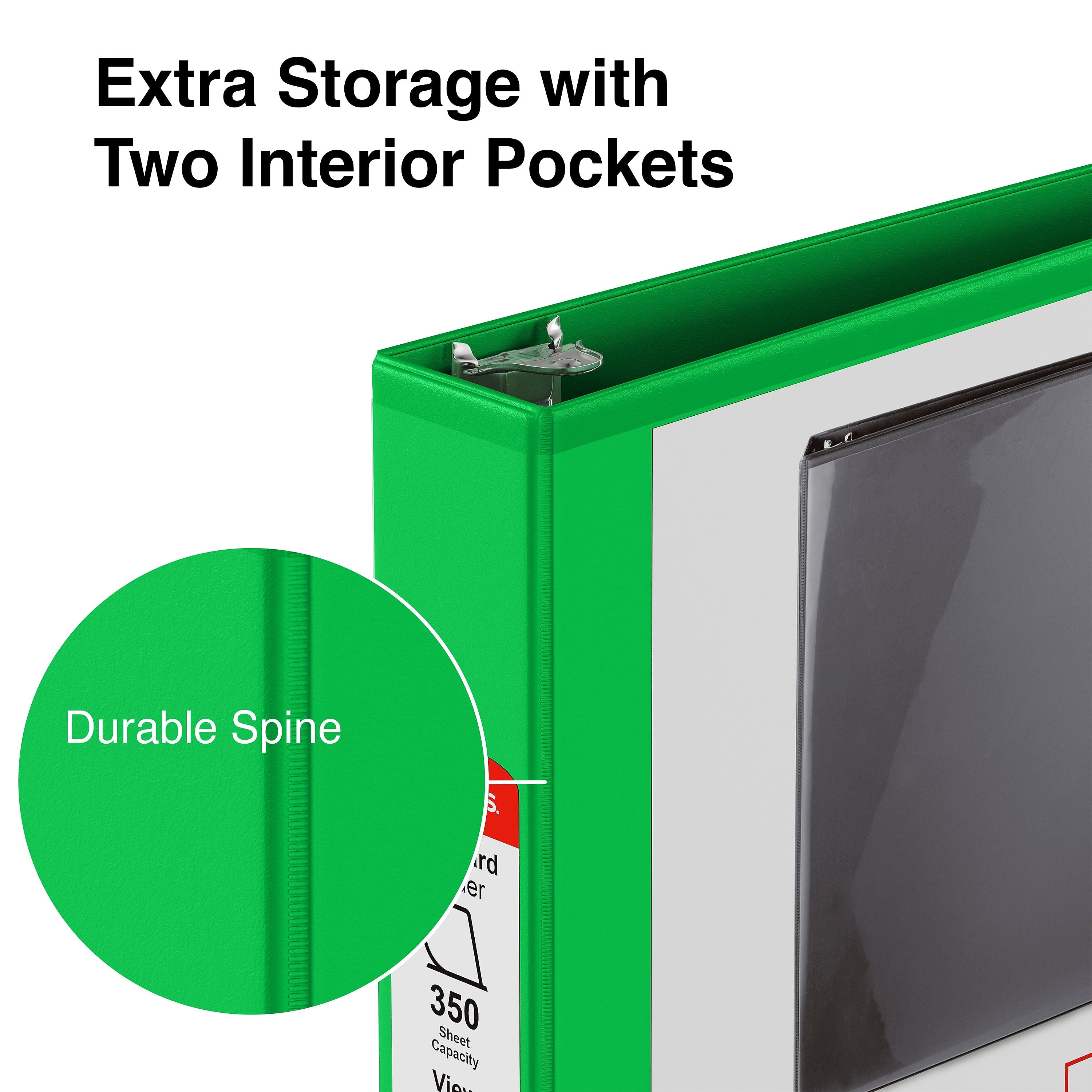 Staples 1 1/2" 3-Ring View Binders, D-Ring, Green