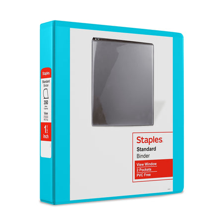 Staples 1 1/2" 3-Ring View Binders, D-Ring, Light Blue