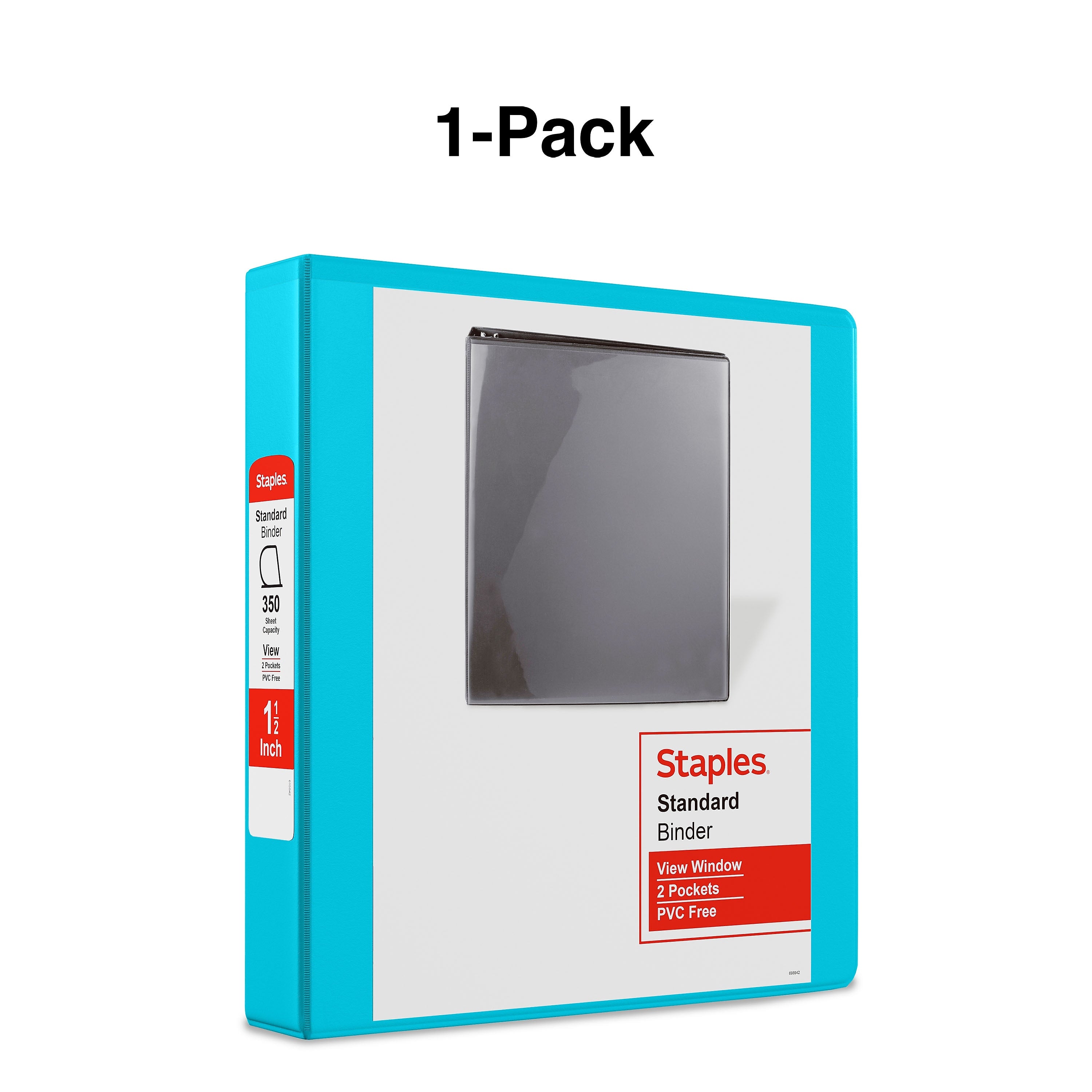 Staples 1 1/2" 3-Ring View Binders, D-Ring, Light Blue