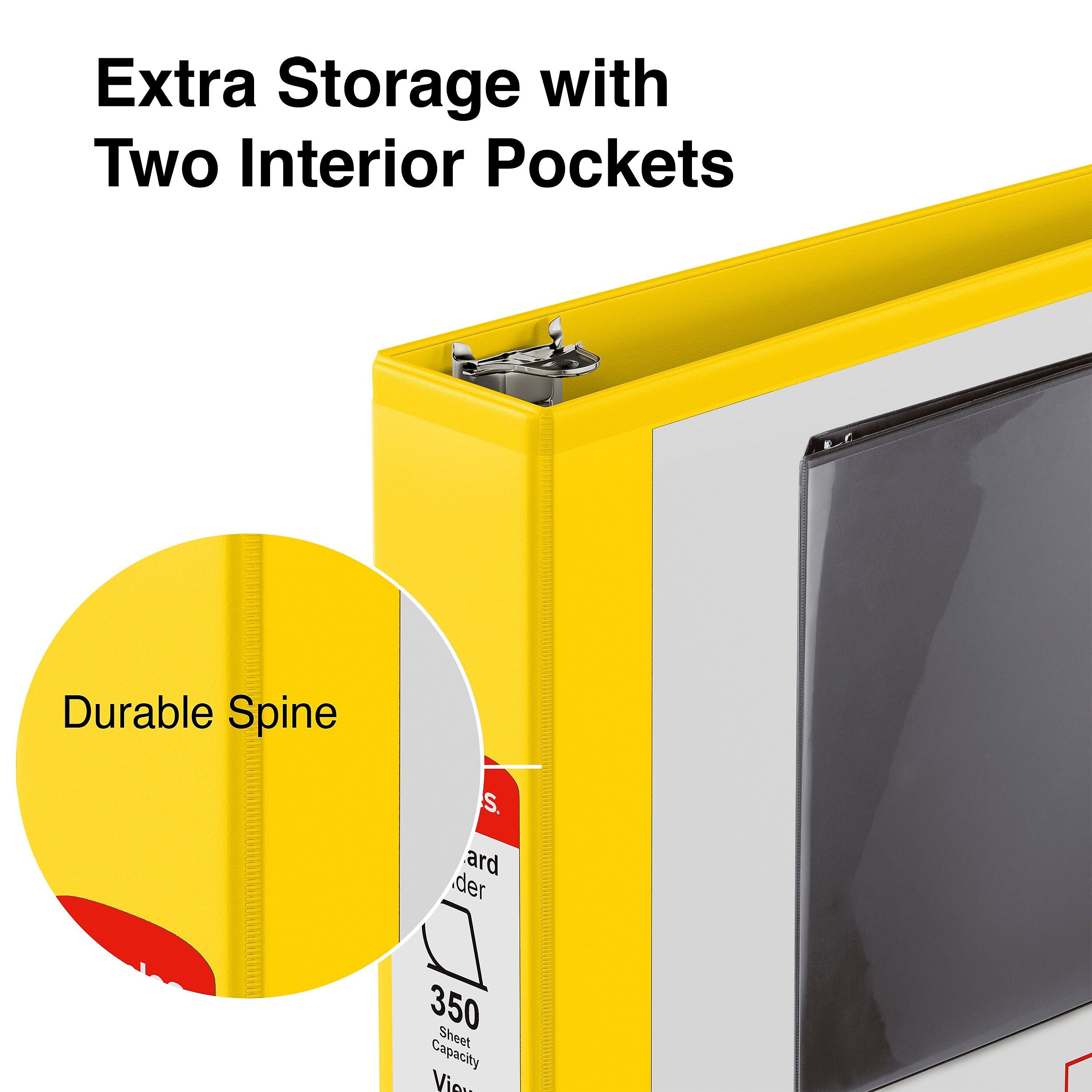 Staples 1 1/2" 3-Ring View Binders, D-Ring, Yellow