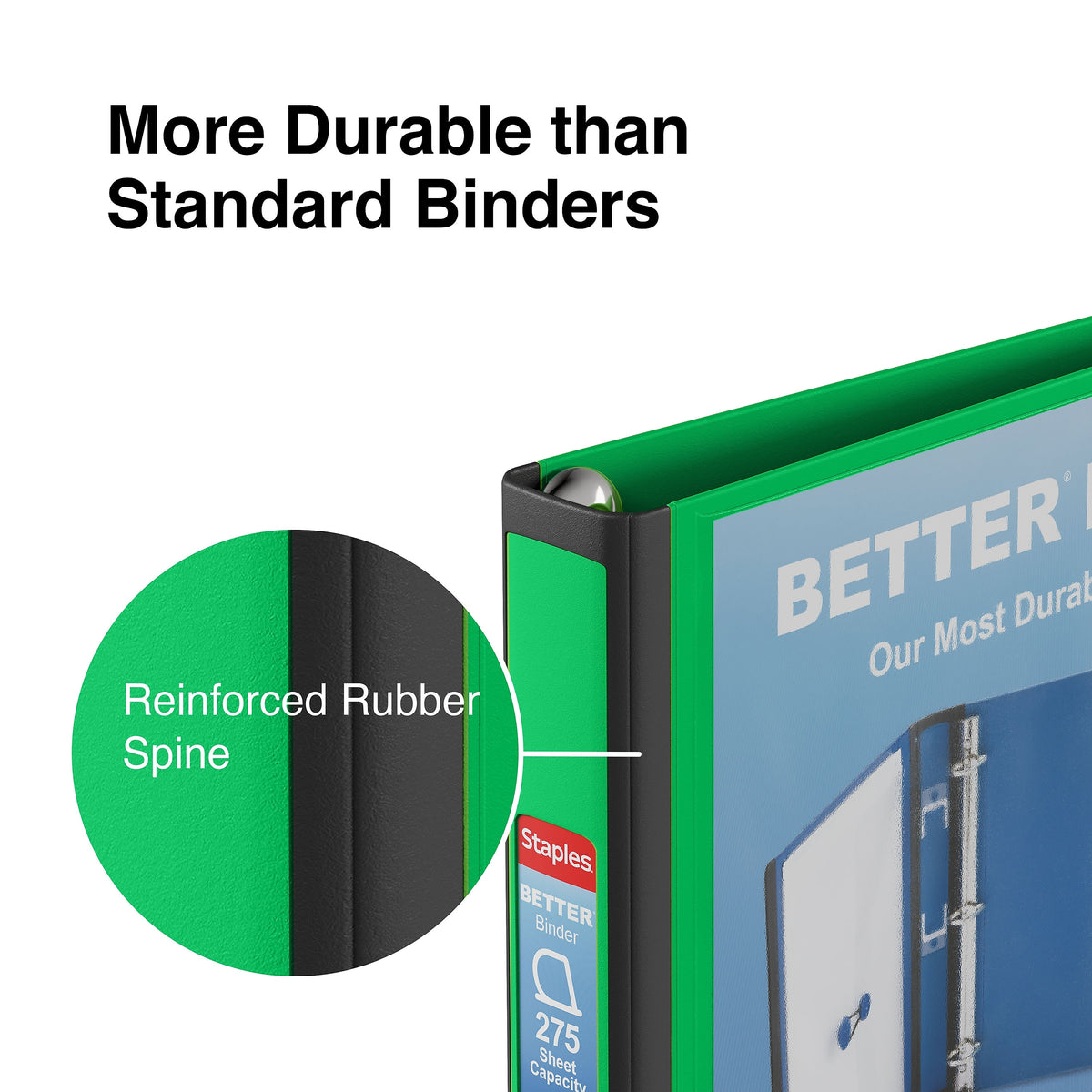 Staples 1" 3-Ring Better Binder, D-Ring, Green