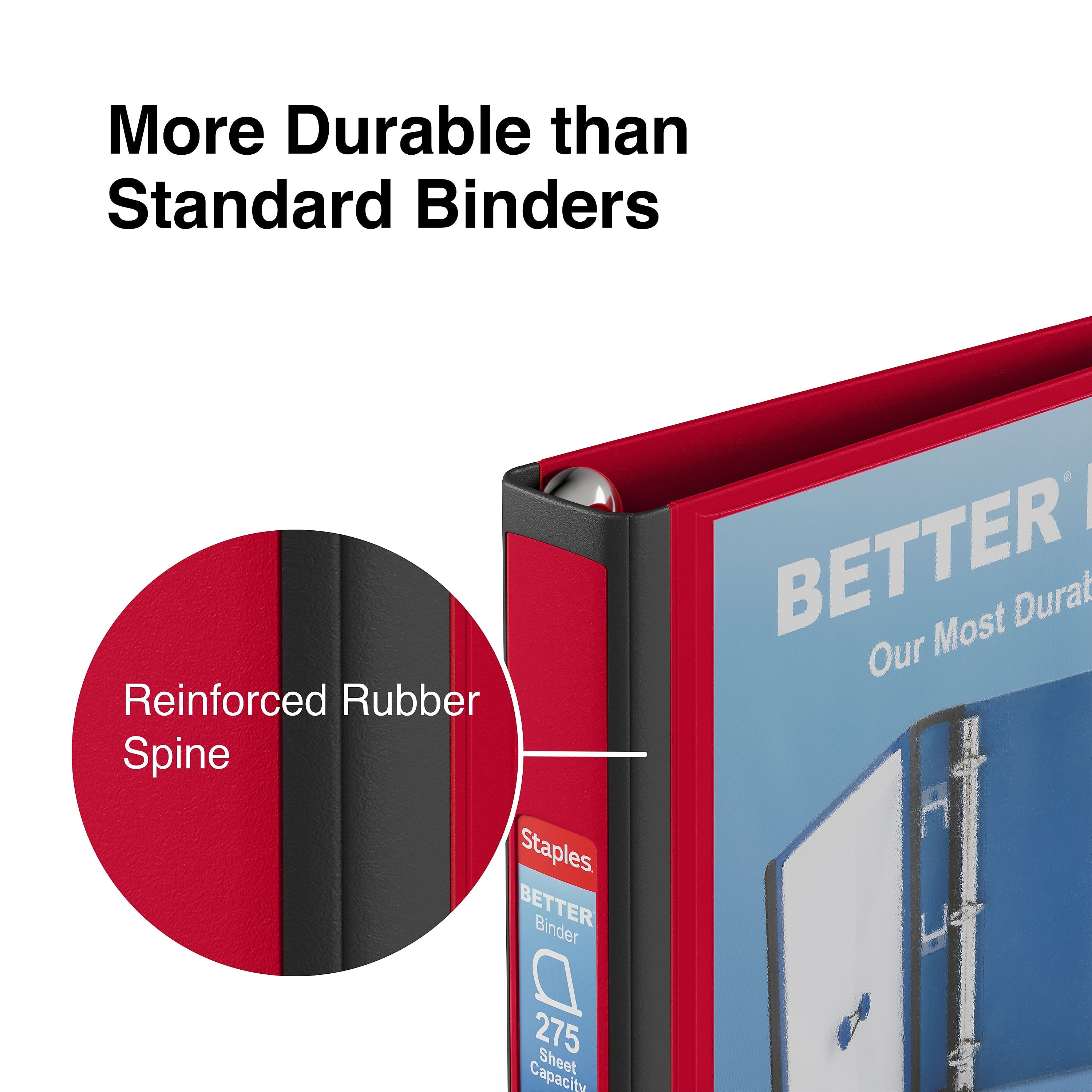 Staples 1" 3-Ring Better Binder, D-Ring, Red