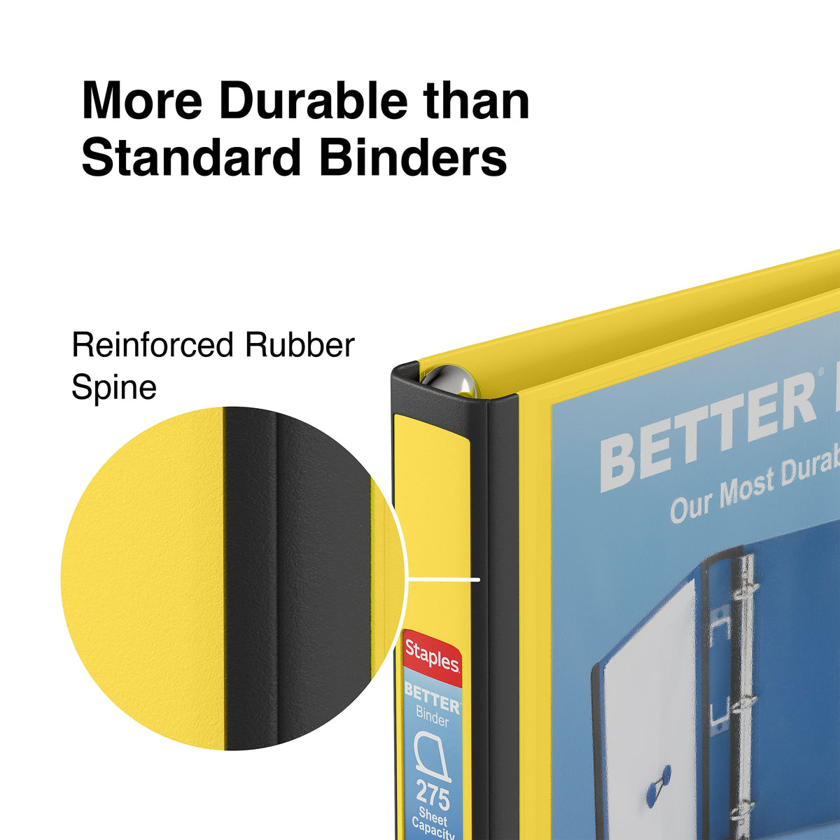 Staples 1" 3-Ring Better Binder, D-Ring, Yellow