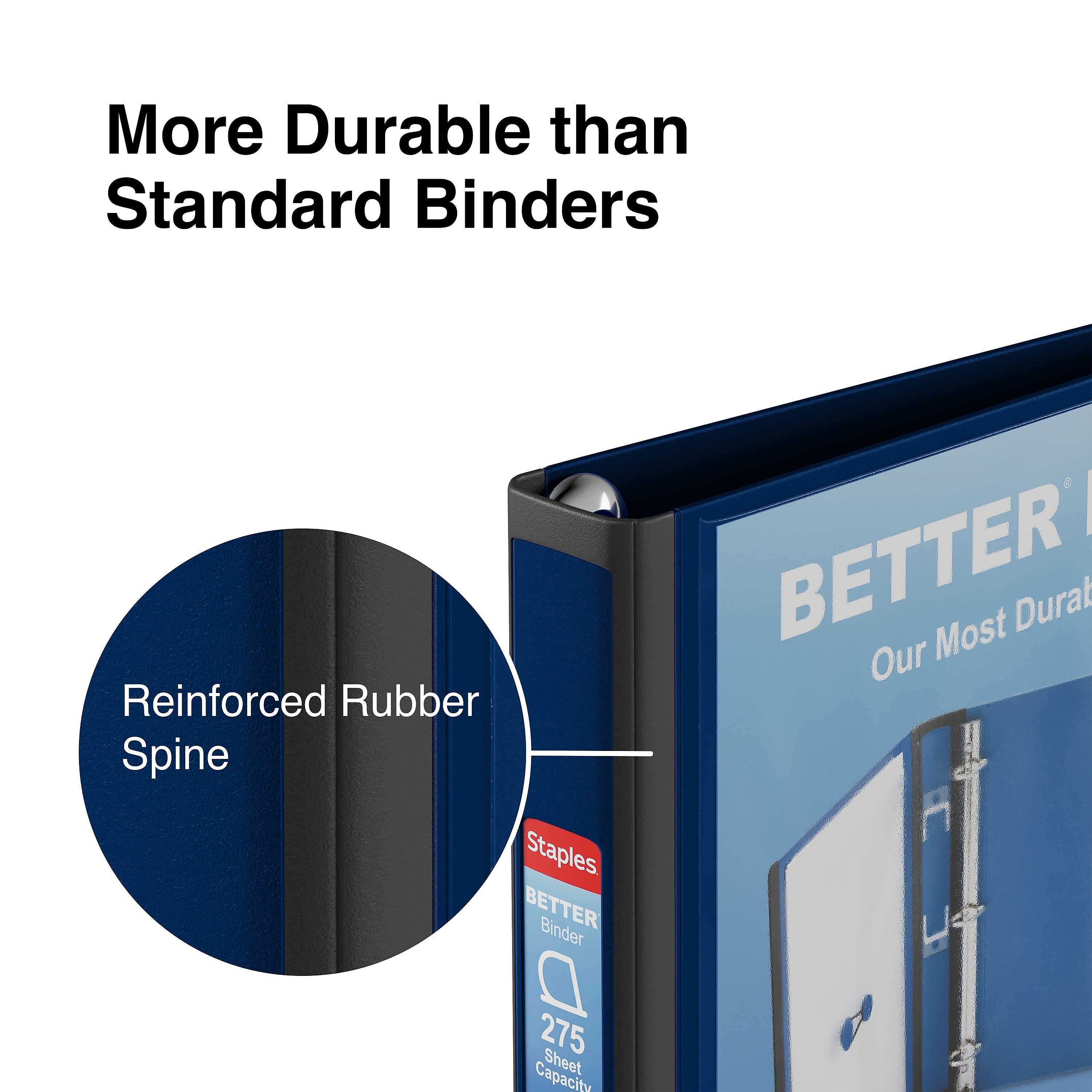 Staples 1" 3-Ring Better Binder, Slant Ring, Navy Blue