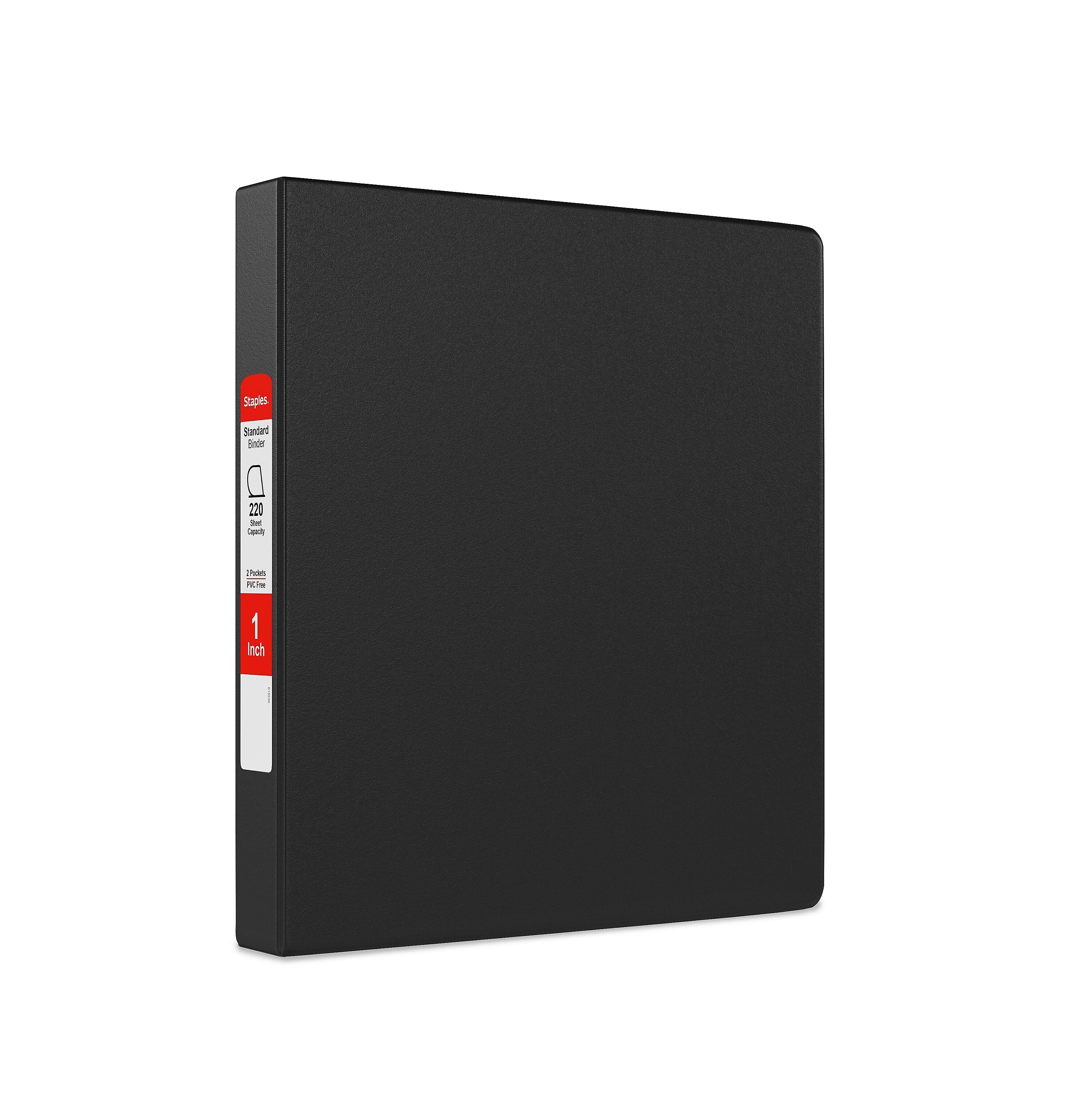 Staples 1" 3-Ring Non-View Binder, D-Ring, Black