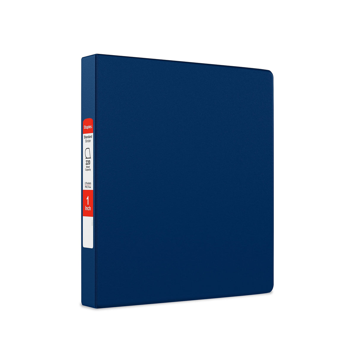 Staples 1" 3-Ring Non-View Binder, D-Ring, Navy Blue