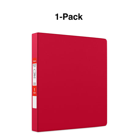 Staples 1" 3-Ring Non-View Binder, D-Ring, Red