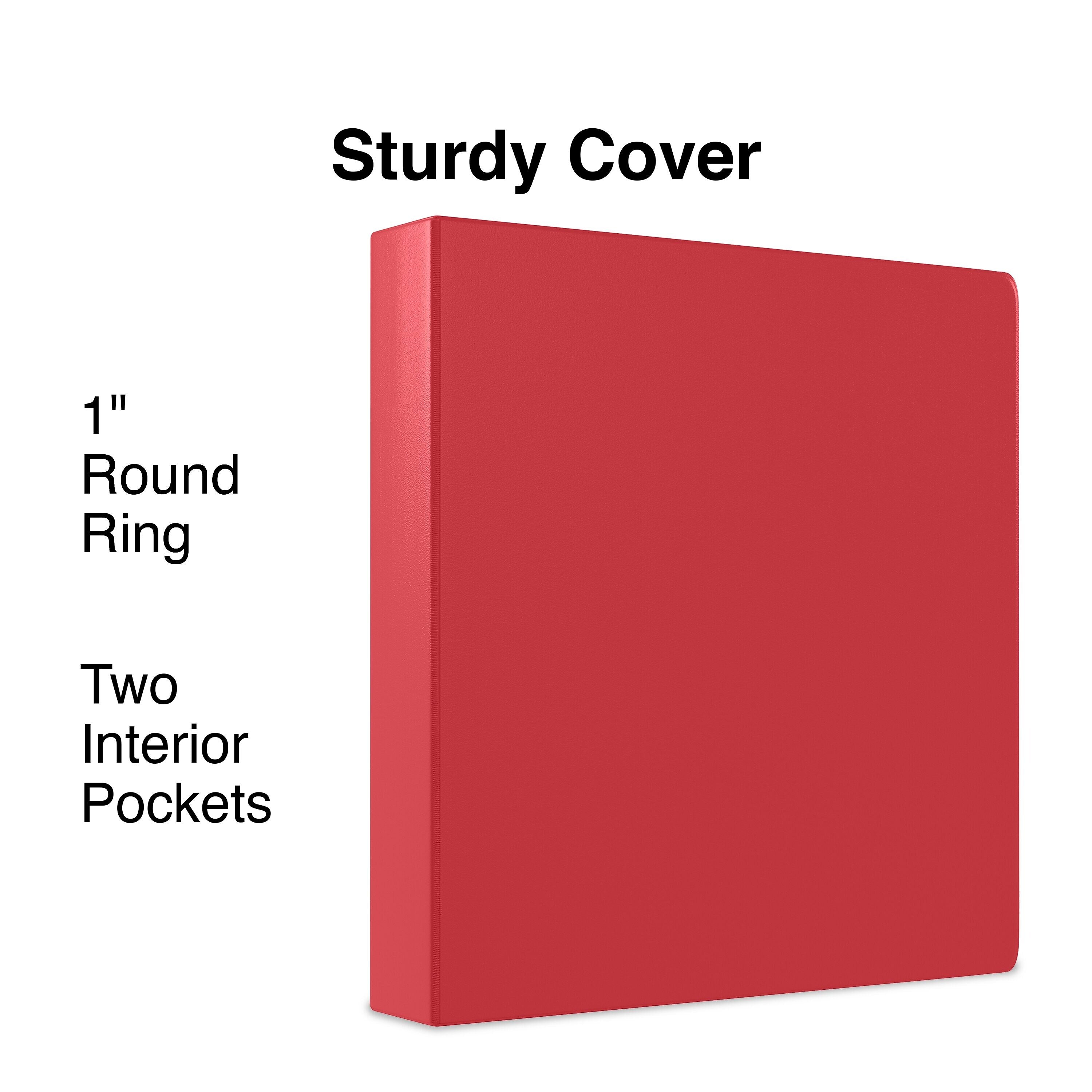 Staples 1" 3-Ring Non-View Binder, Red