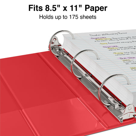 Staples 1" 3-Ring Non-View Binder, Red