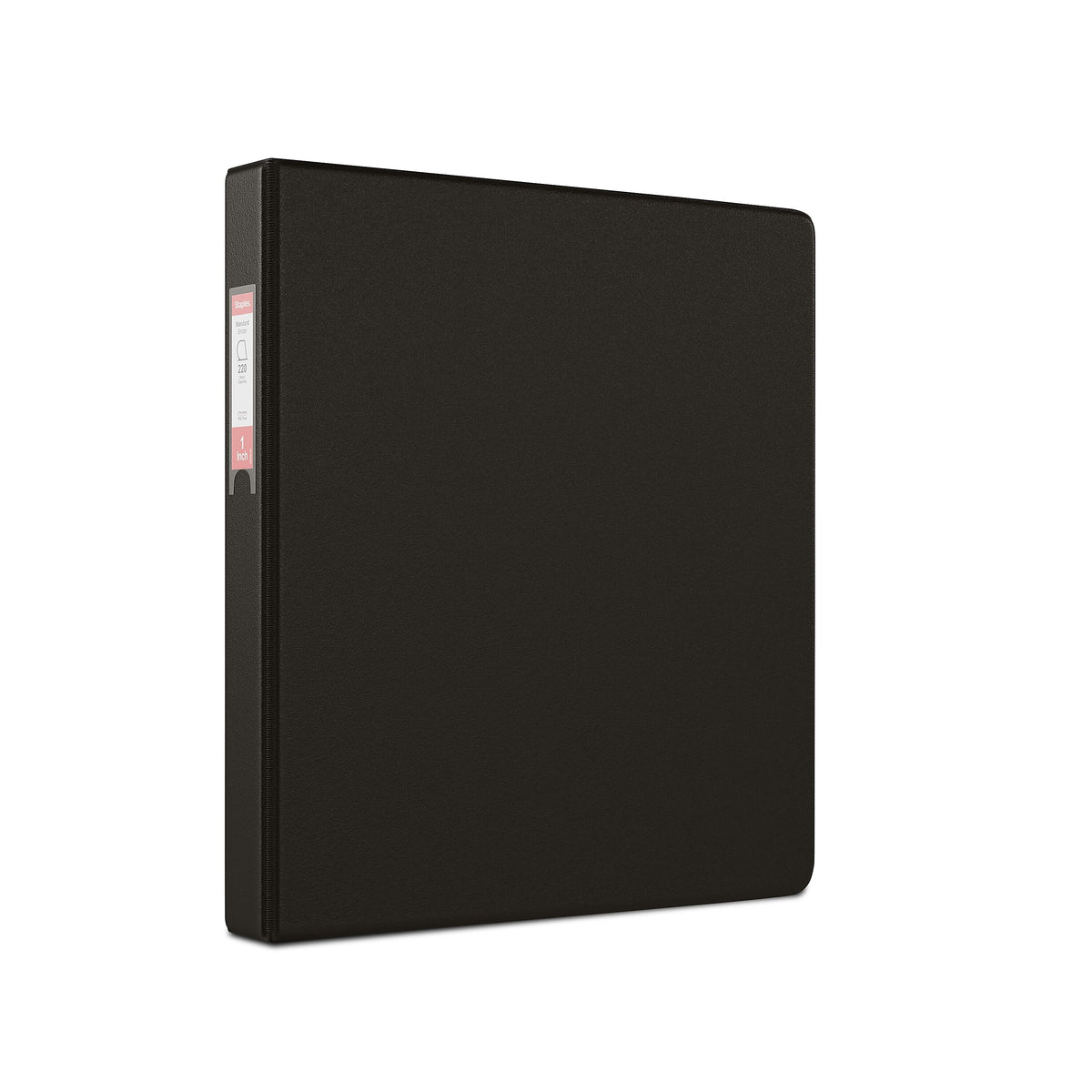 Staples 1" 3-Ring Non-View Binder With Label Holder, D-Ring, Black