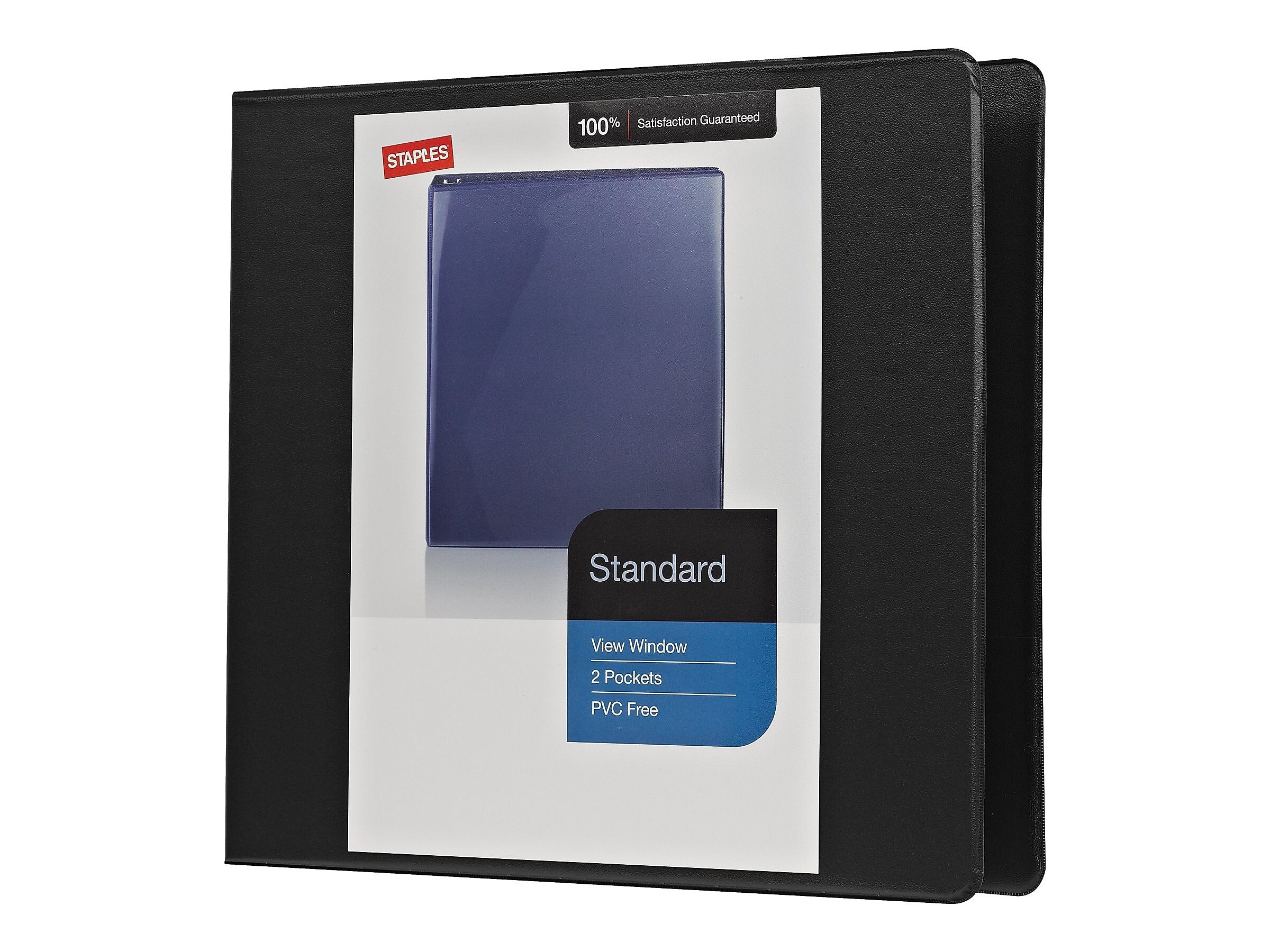 Staples 1" 3-Ring View Binder, Black