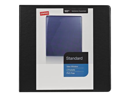 Staples 1" 3-Ring View Binder, Black