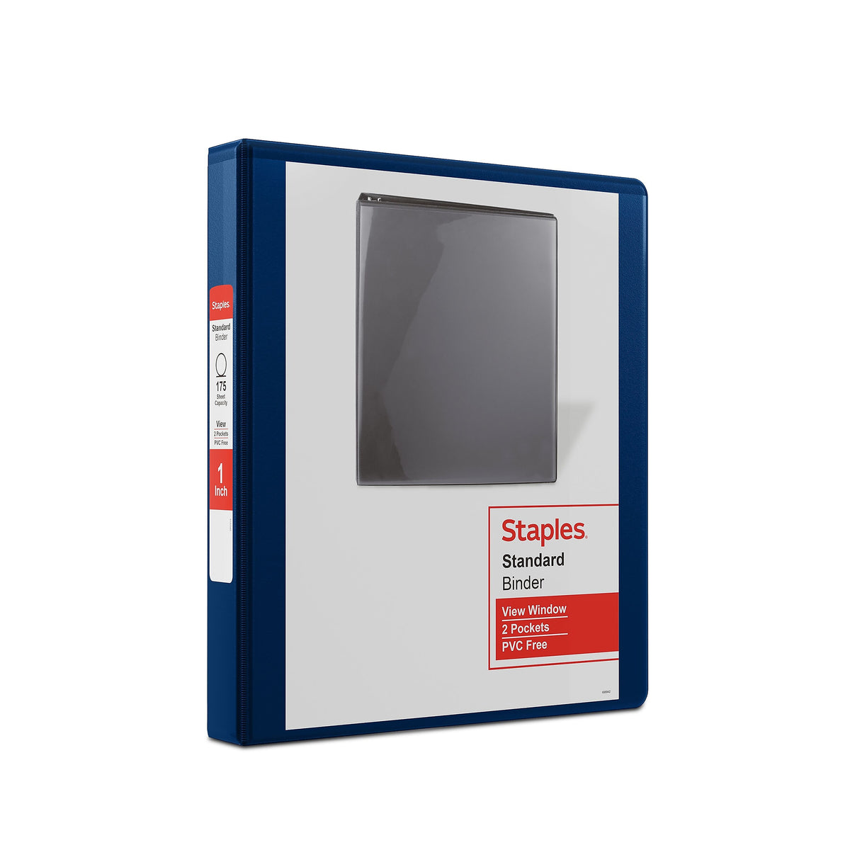 Staples 1" 3-Ring View Binder, D-Ring, Navy Blue