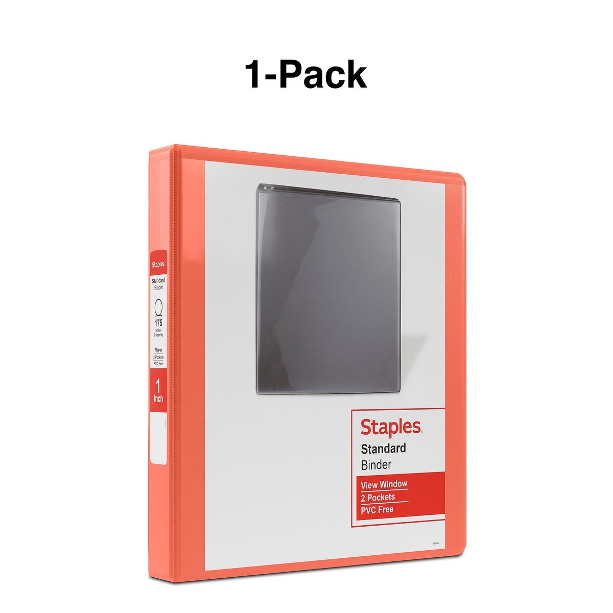 Staples 1" 3-Ring View Binder, D-Ring, Orange