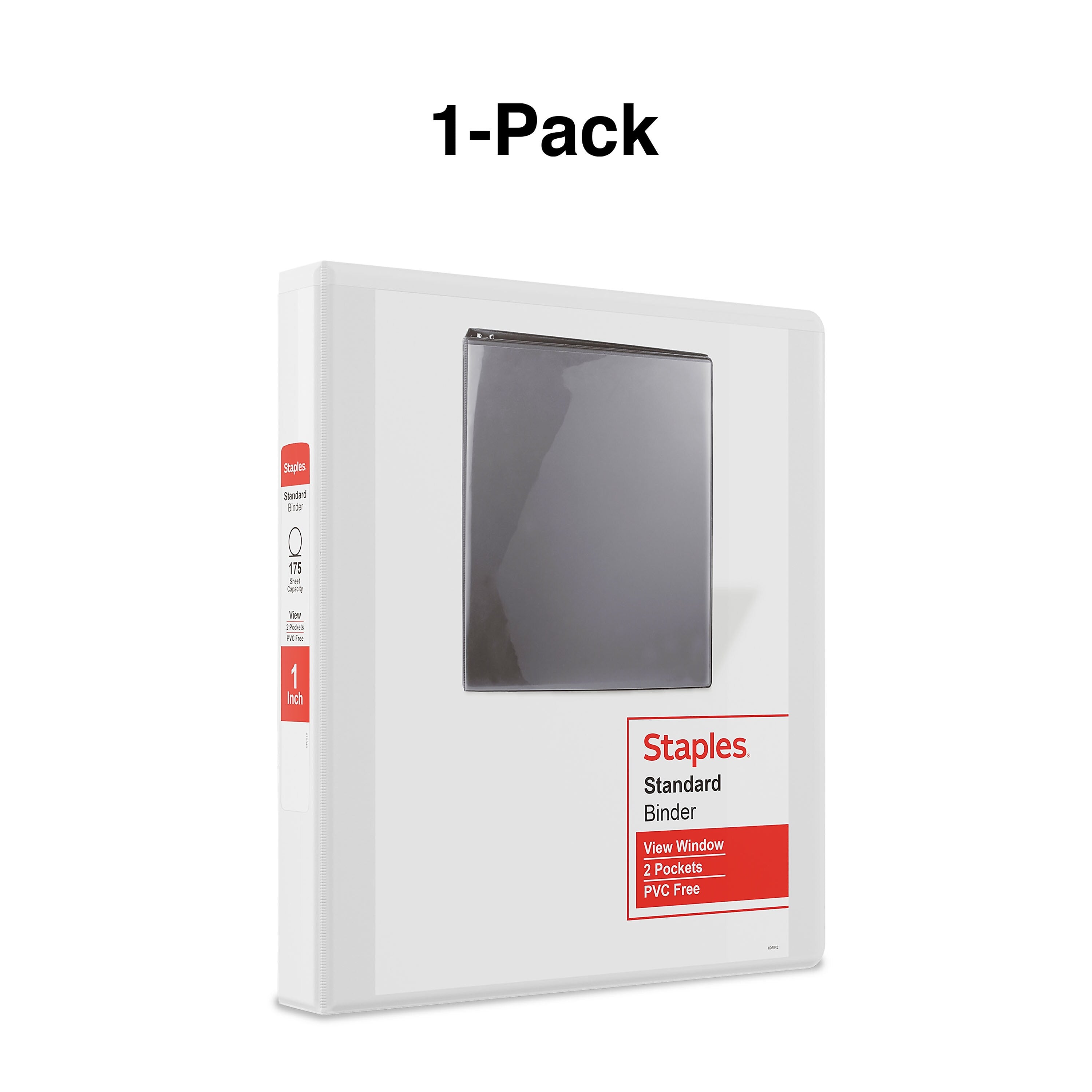 Staples 1" 3-Ring View Binder, D-Ring, White