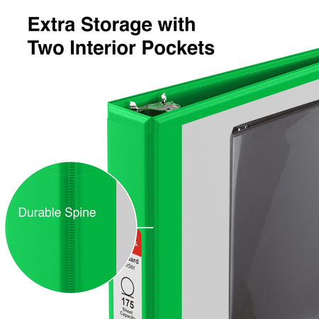 Staples 1" 3-Ring View Binders, D-Ring, Green