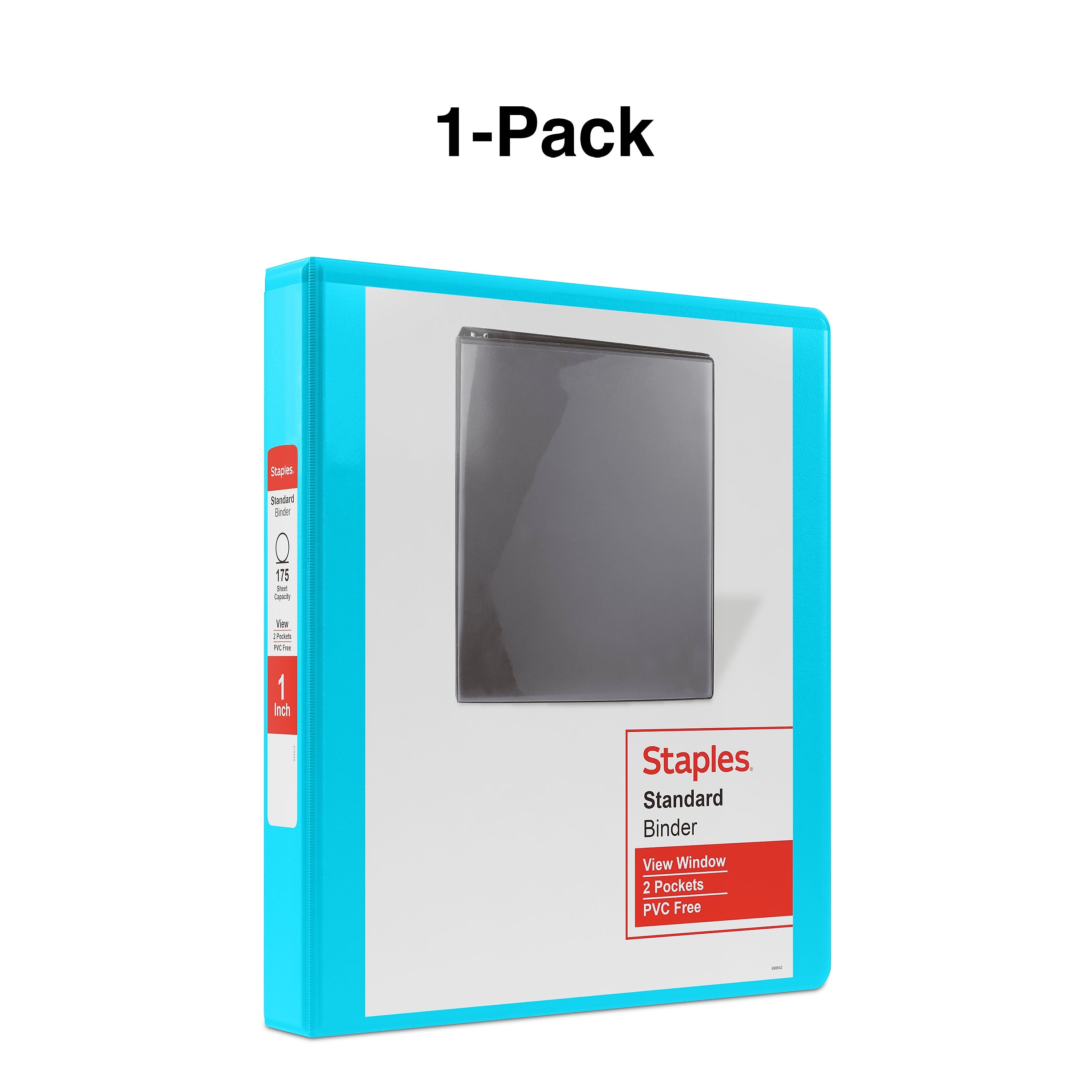 Staples 1" 3-Ring View Binders, D-Ring, Light Blue