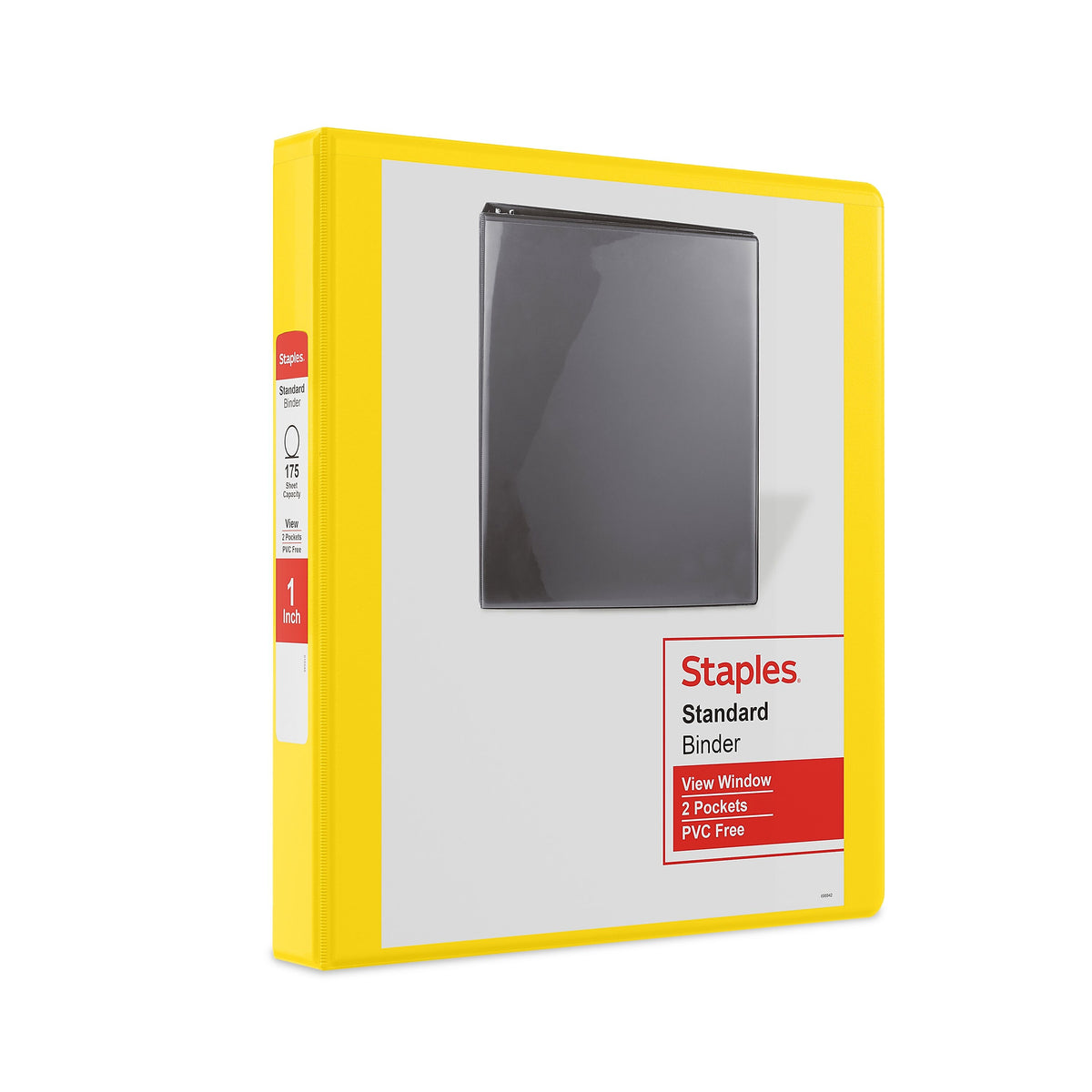 Staples 1" 3-Ring View Binders, D-Ring, Yellow