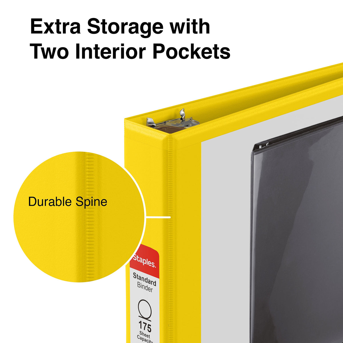 Staples 1" 3-Ring View Binders, D-Ring, Yellow