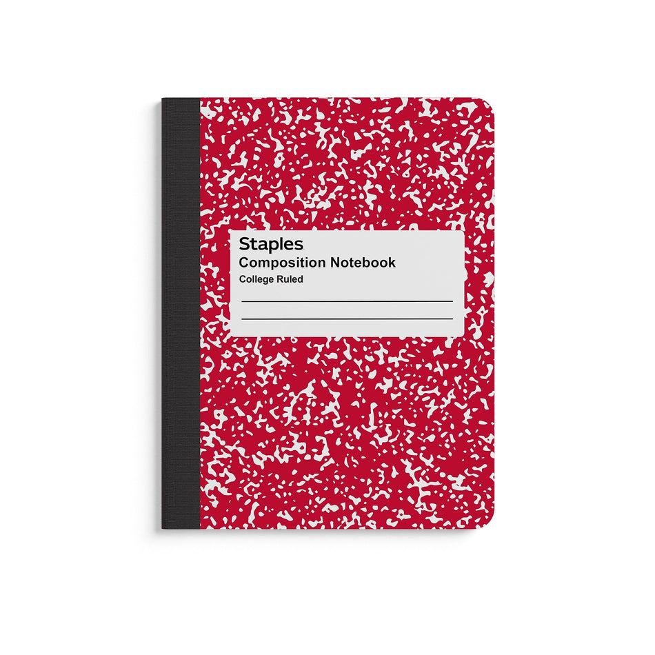 Staples 1-Subject Composition Notebooks, 7.5" x 9.75", College Ruled, 100 Sheets, Assorted Colors, 48/Carton