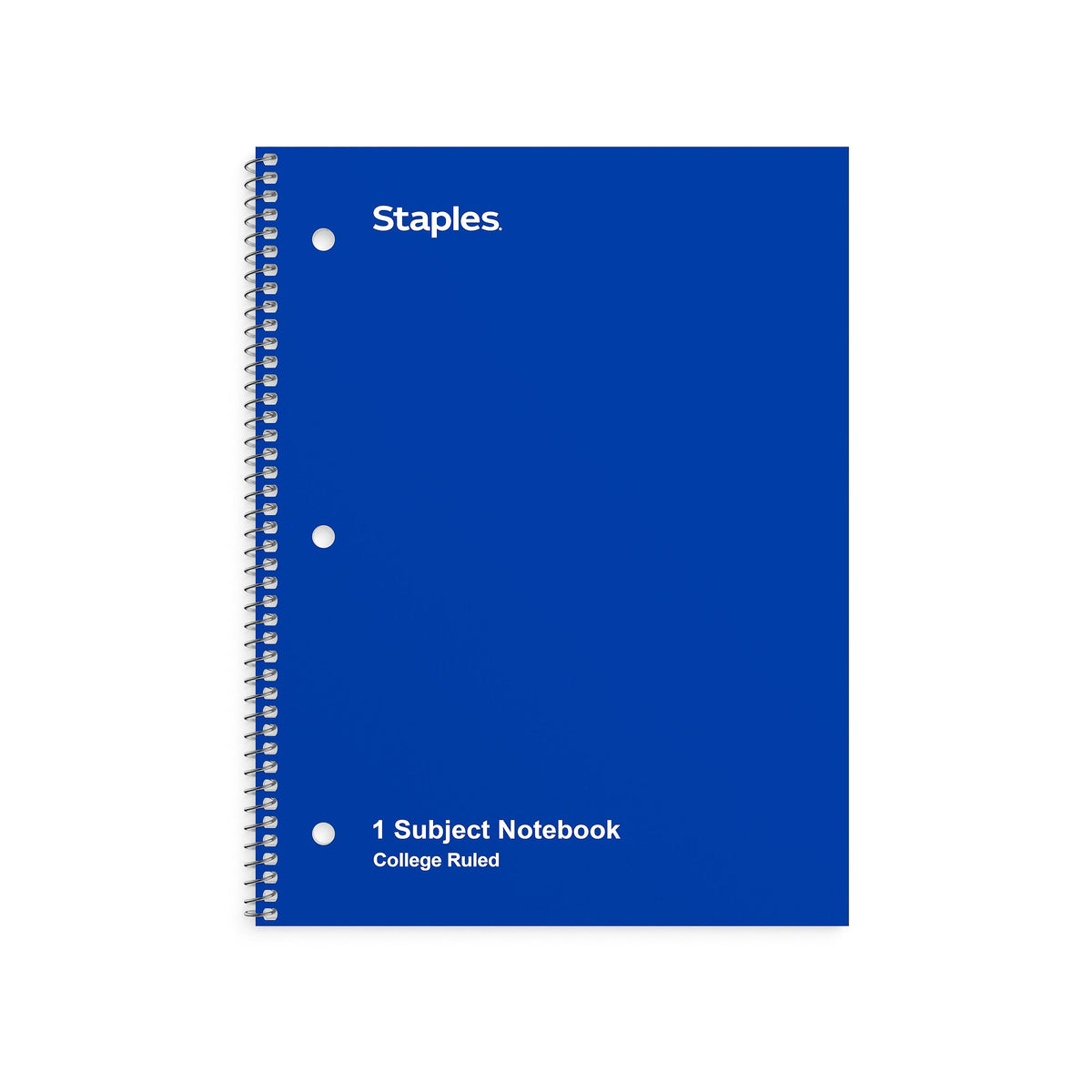 Staples 1-Subject Notebook, 8" x 10.5", College Ruled, 70 Sheets, Blue