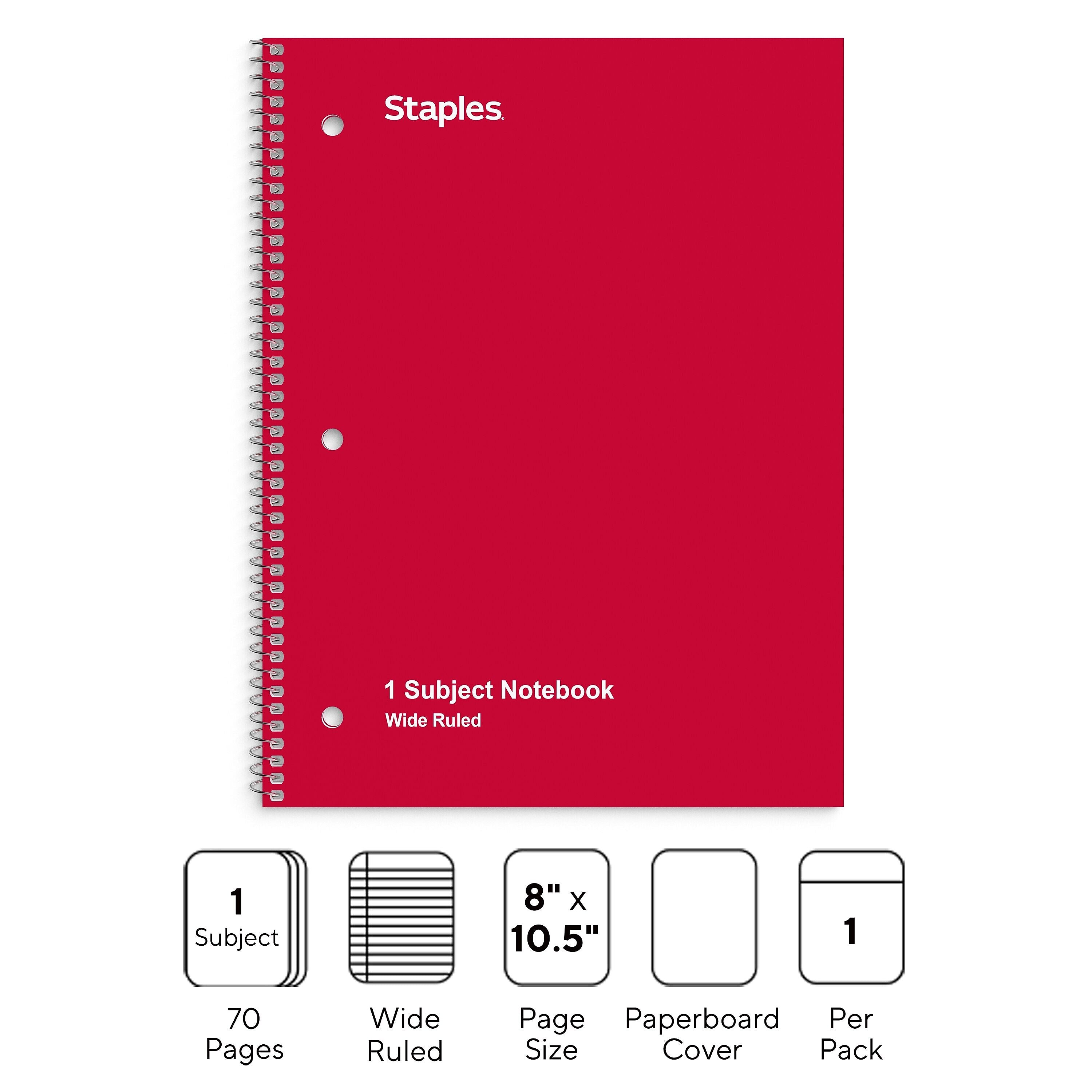 Staples® 1-Subject Notebook, 8