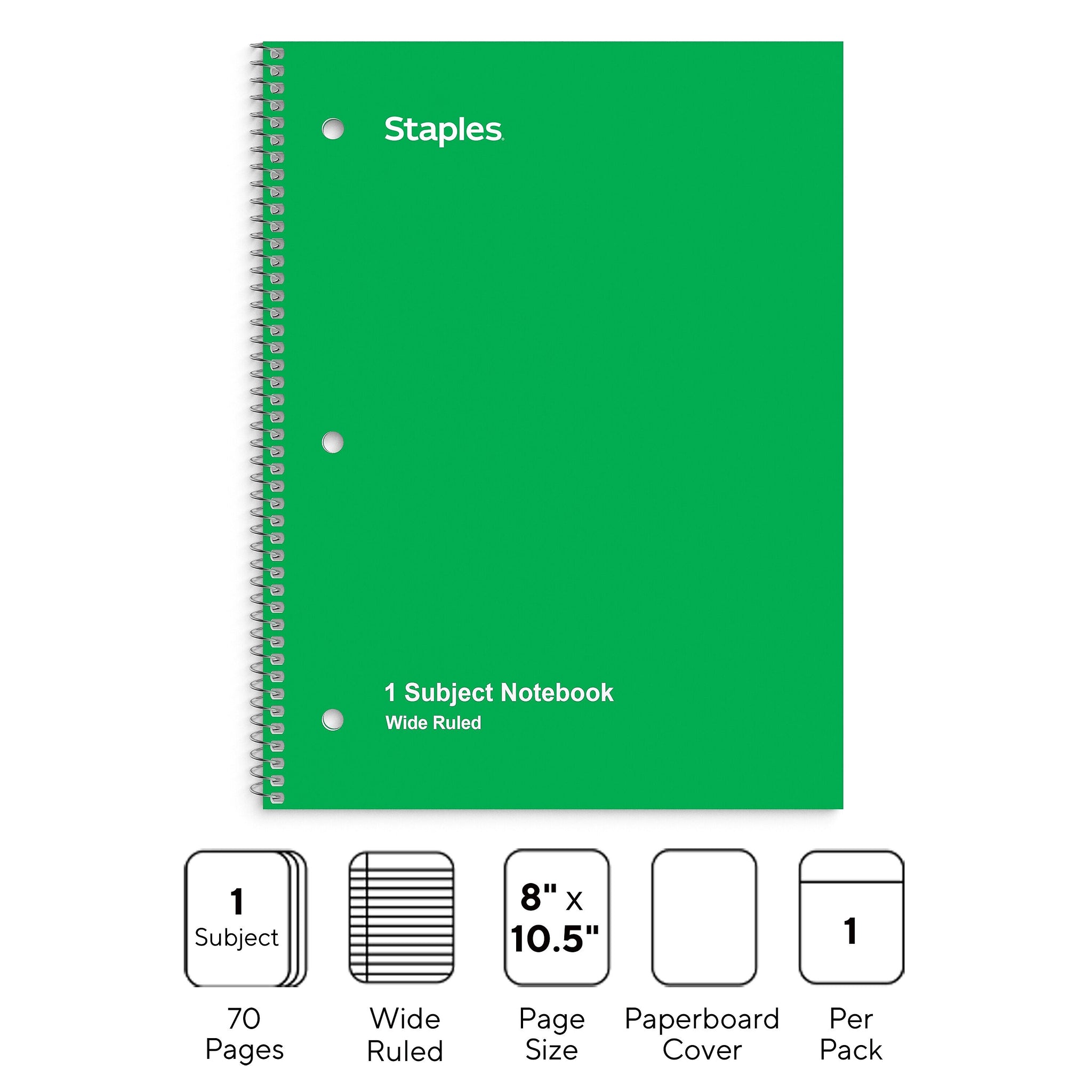 Staples 1-Subject Notebook, 8