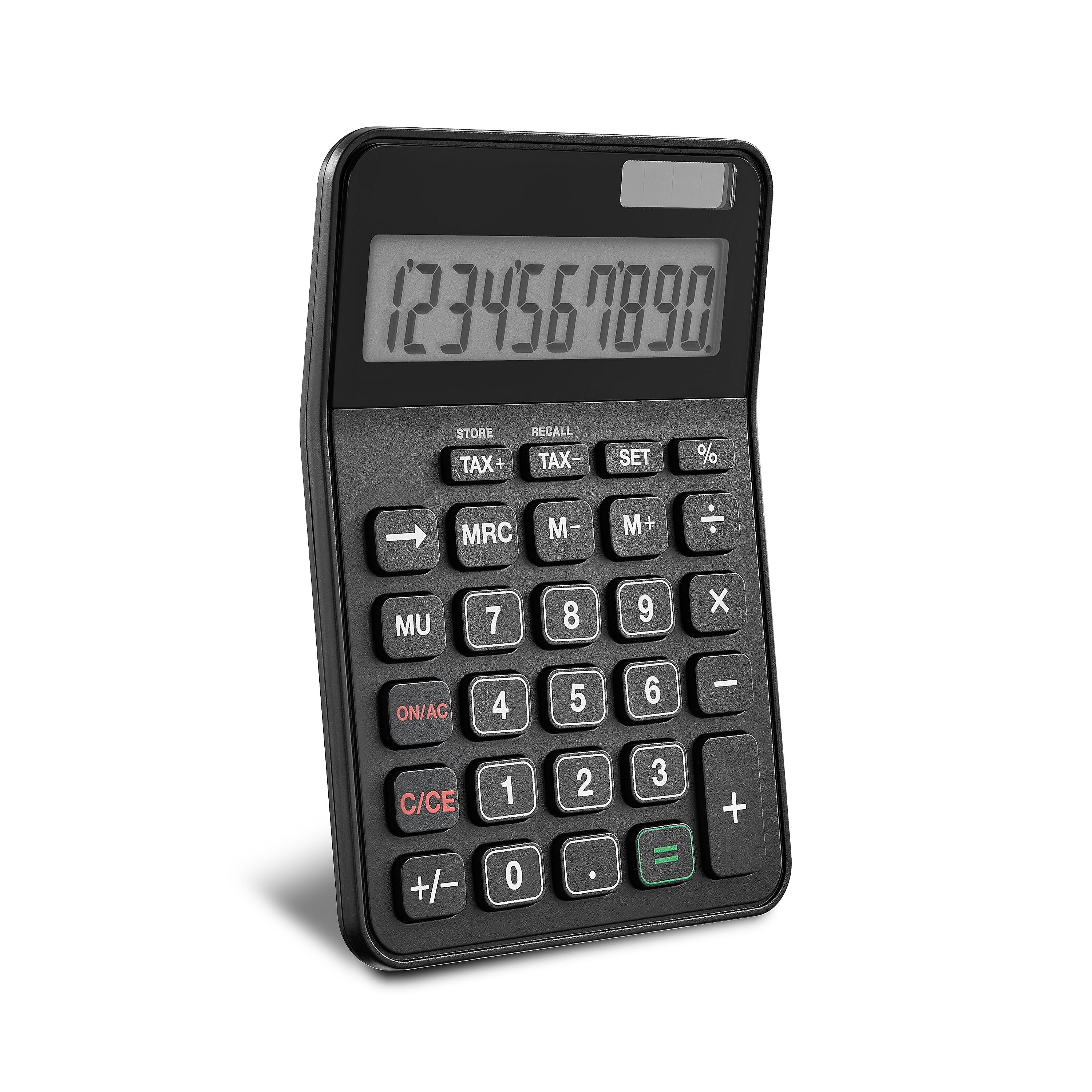 Staples 10 -Digit Battery/Solar Powered Basic Calculator, Black