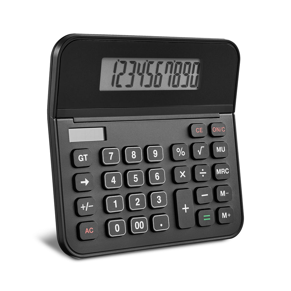 Staples 10-Digit Battery/Solar Powered Basic Calculator, Black