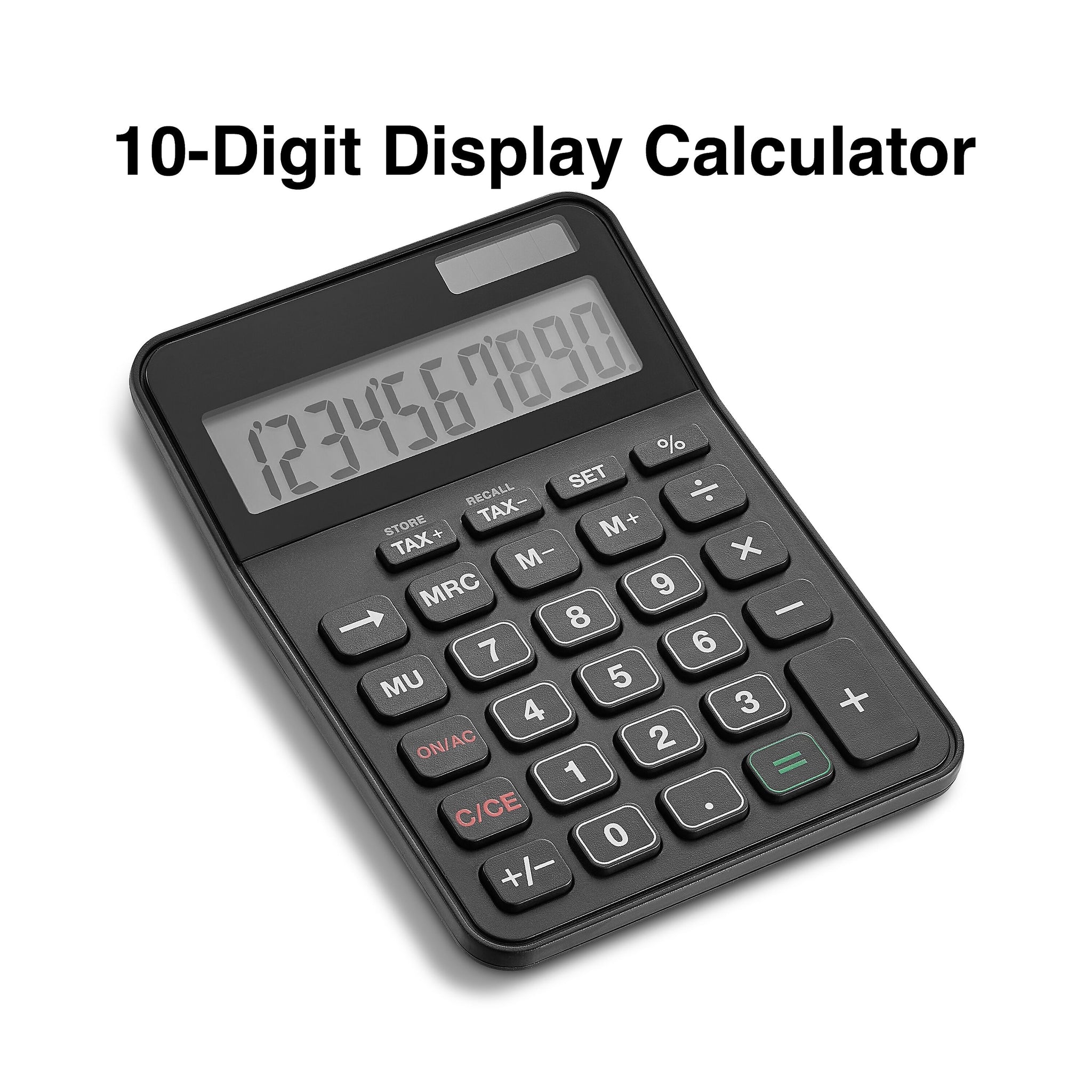 Staples 10 -Digit Battery/Solar Powered Basic Calculator, Black