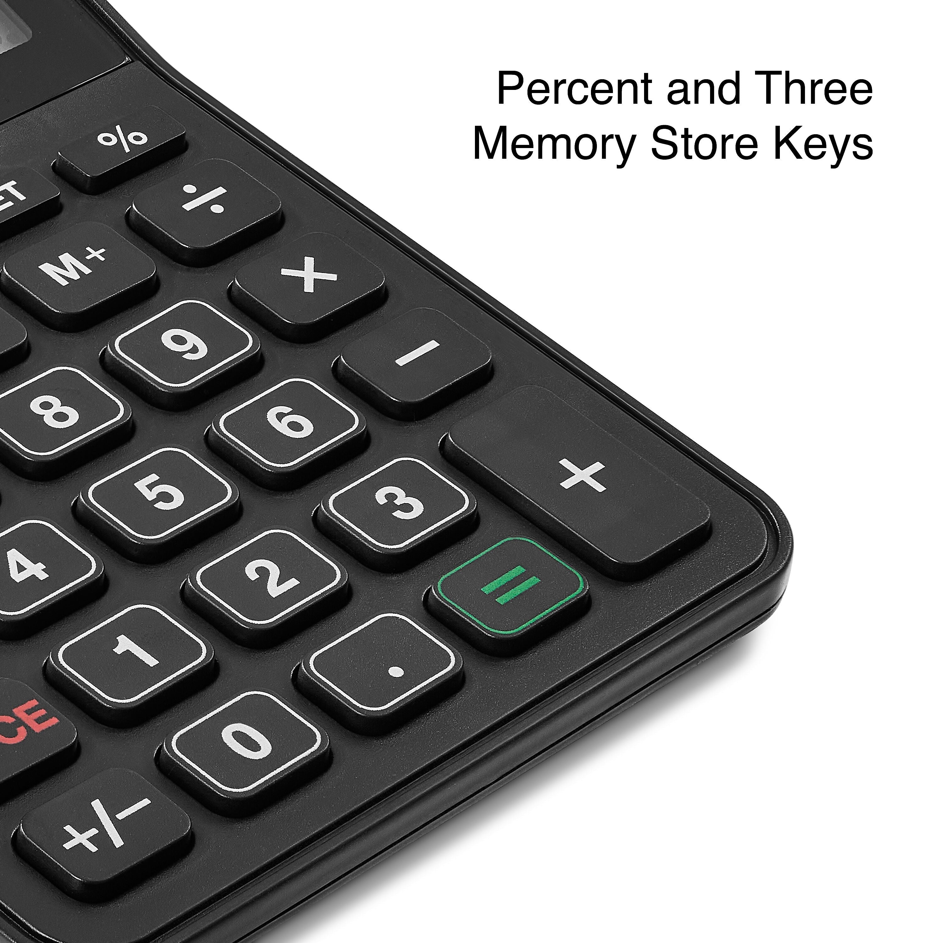 Staples 10 -Digit Battery/Solar Powered Basic Calculator, Black