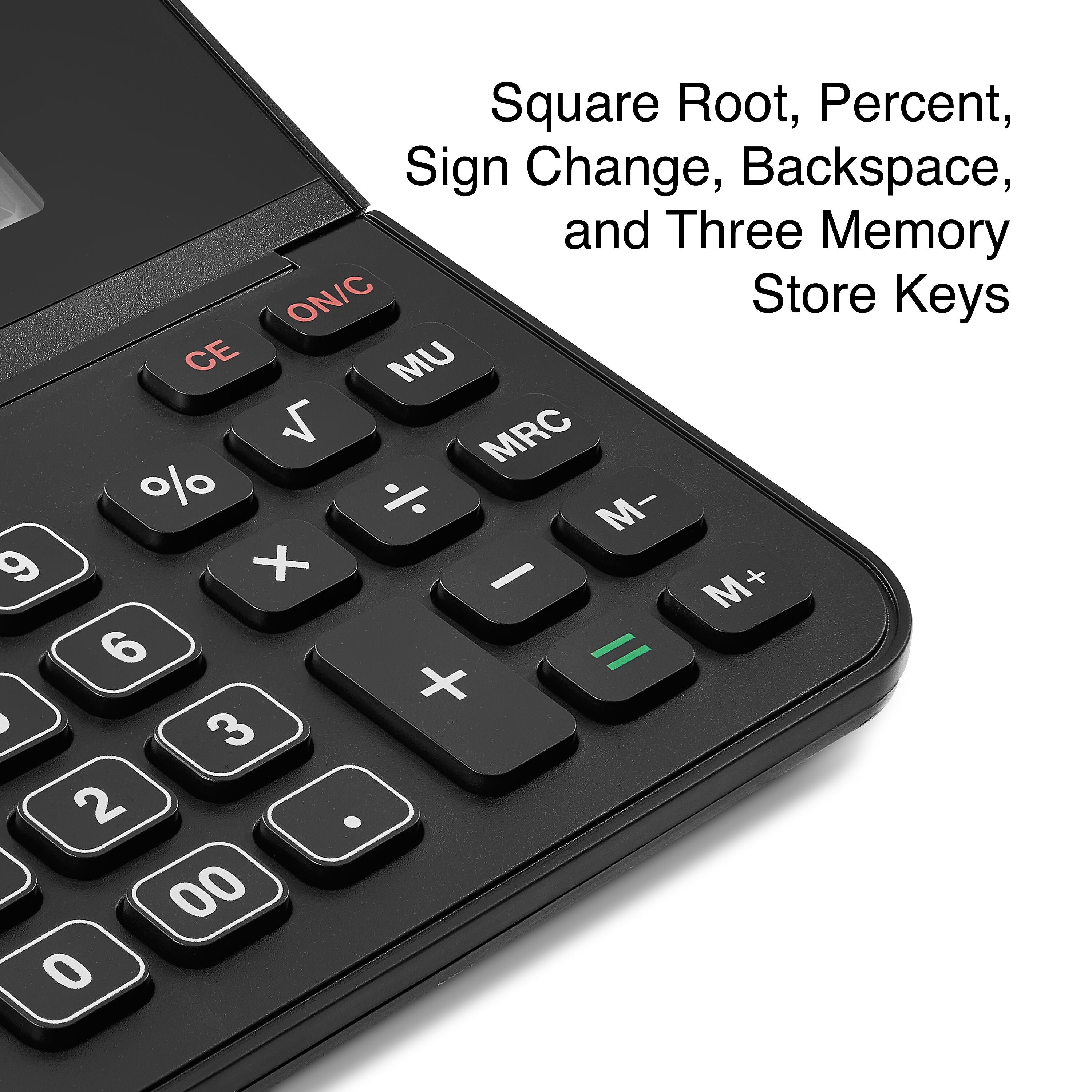 Staples 10-Digit Battery/Solar Powered Basic Calculator, Black