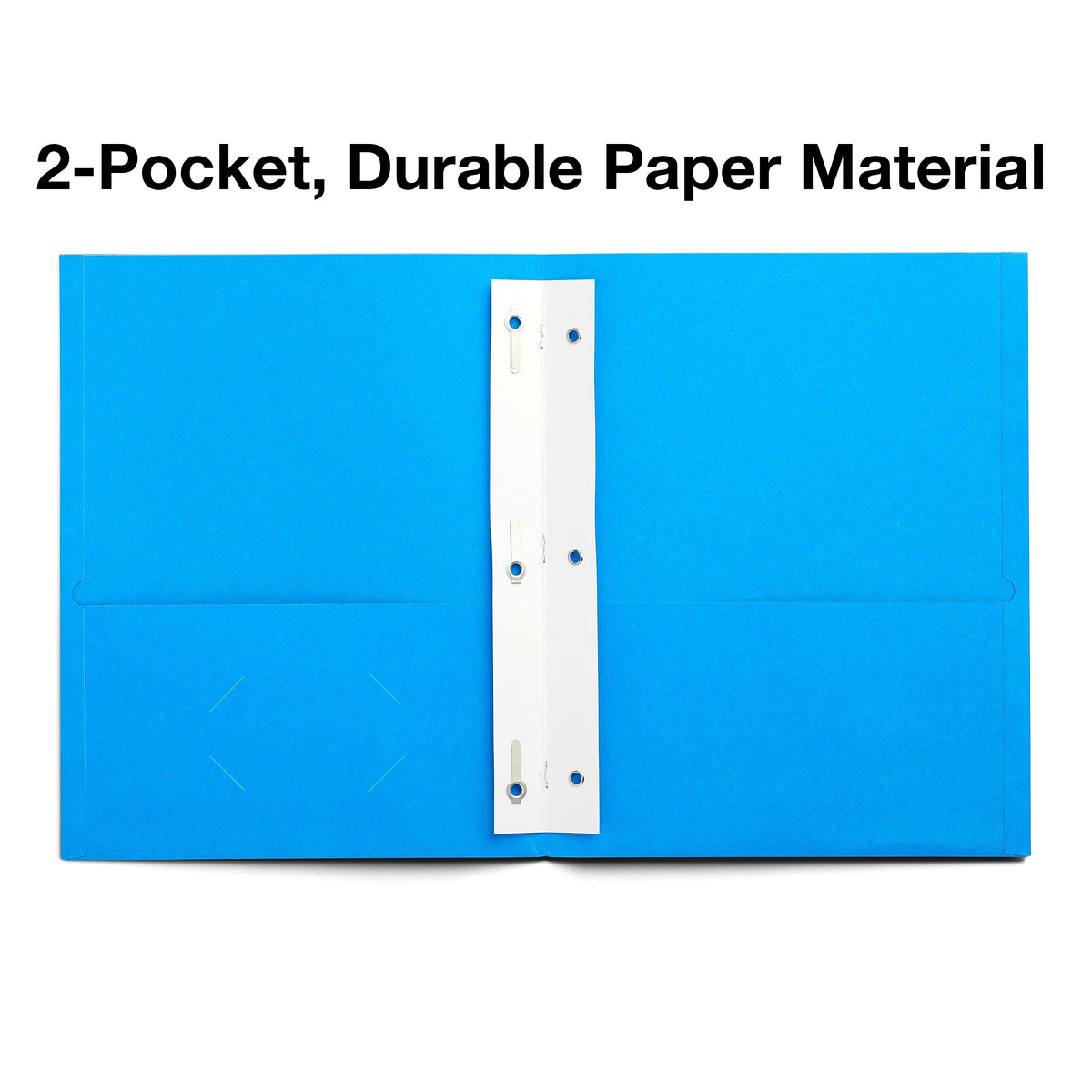 Staples 10% Recycled Matte 2-Pocket Paper Presentation Folder with Fasteners, Light Blue, 10/Pack