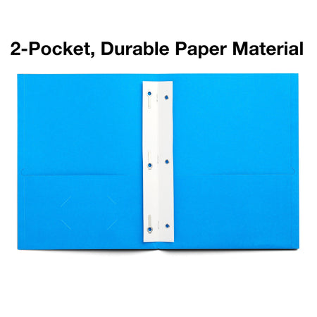 Staples 10% Recycled Matte 2-Pocket Paper Presentation Folder with Fasteners, Light Blue, 10/Pack