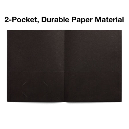 Staples 10% Recycled Smooth 2-Pocket Paper Presentation Folder, Black, 10/Pack