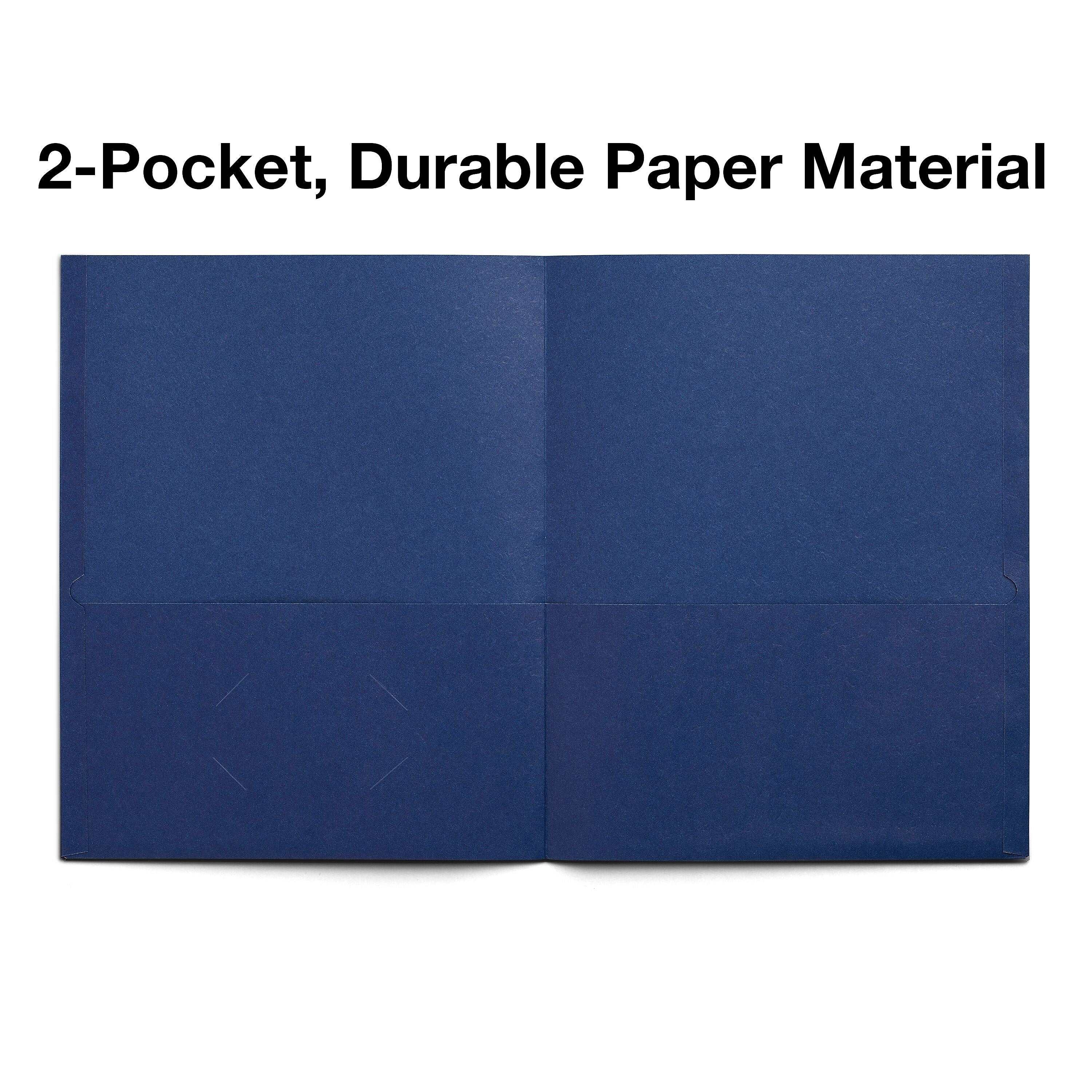 Staples 10% Recycled Smooth 2-Pocket Paper Presentation Folder, Dark Blue, 10/Pack