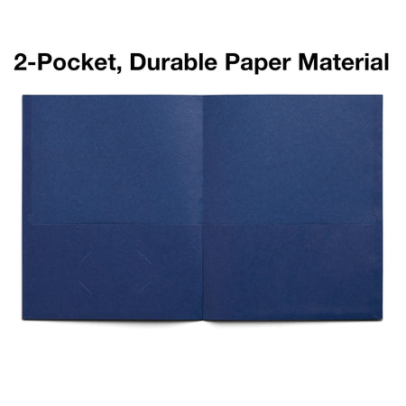 Staples 10% Recycled Smooth 2-Pocket Paper Presentation Folder, Dark Blue, 10/Pack