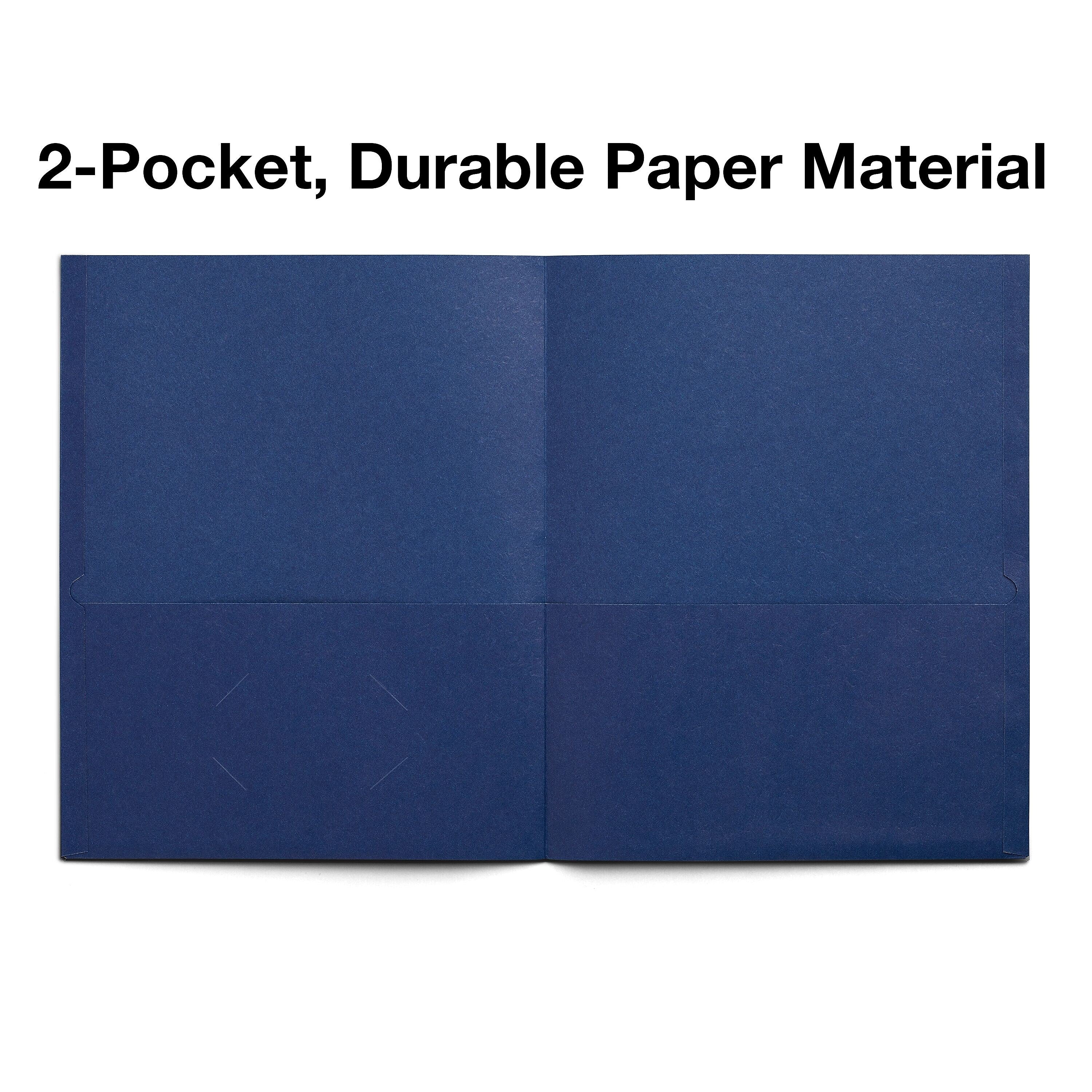 Staples 10% Recycled Smooth 2-Pocket Paper Presentation Folder, Dark Blue, 10/Pack