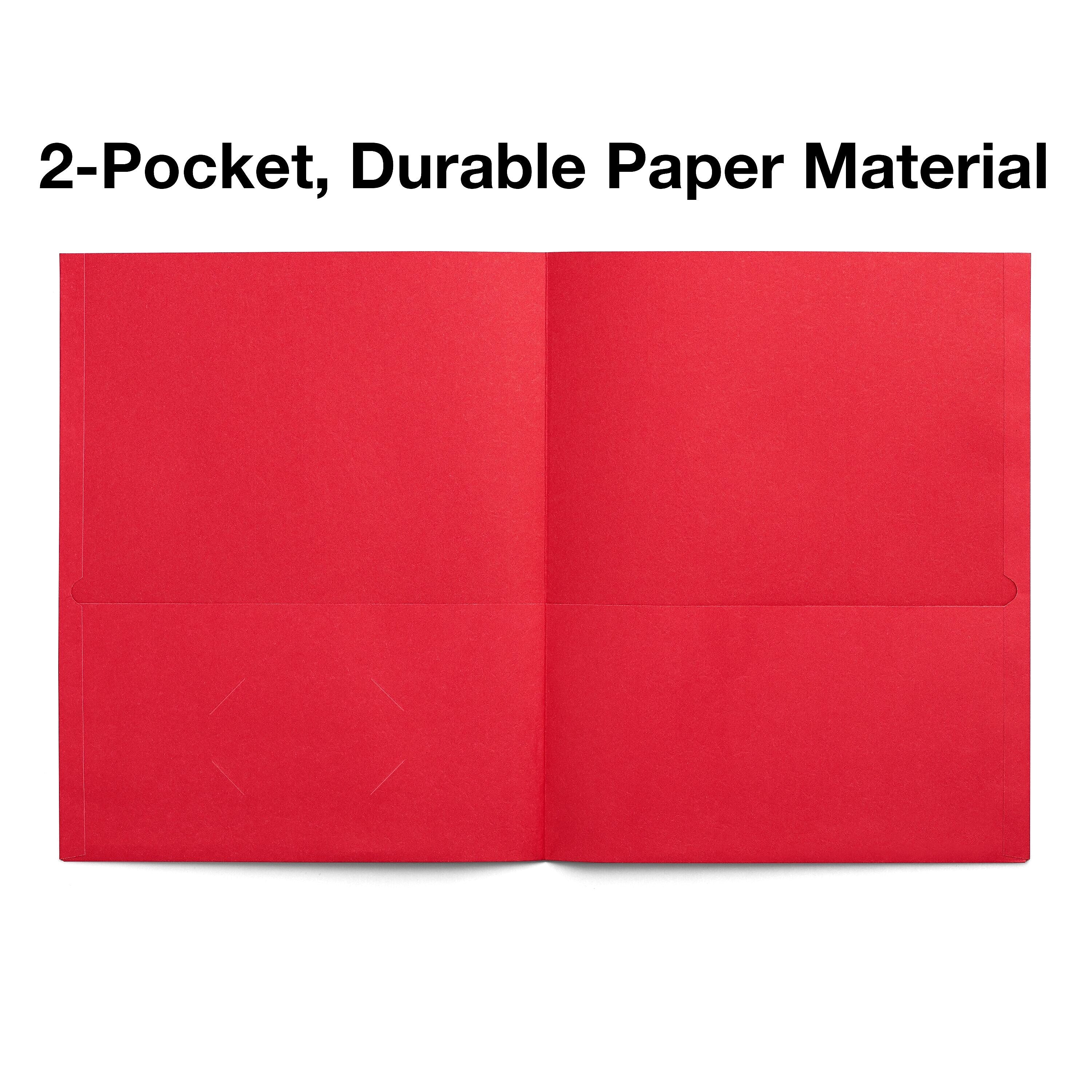 Staples 10% Recycled Smooth 2-Pocket Paper Presentation Folder, Red, 10/Pack