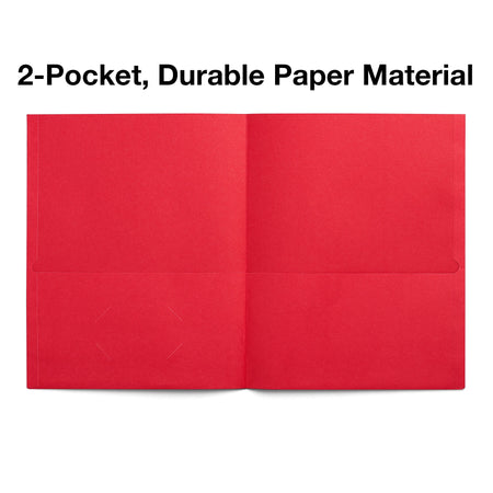 Staples 10% Recycled Smooth 2-Pocket Paper Presentation Folder, Red, 10/Pack