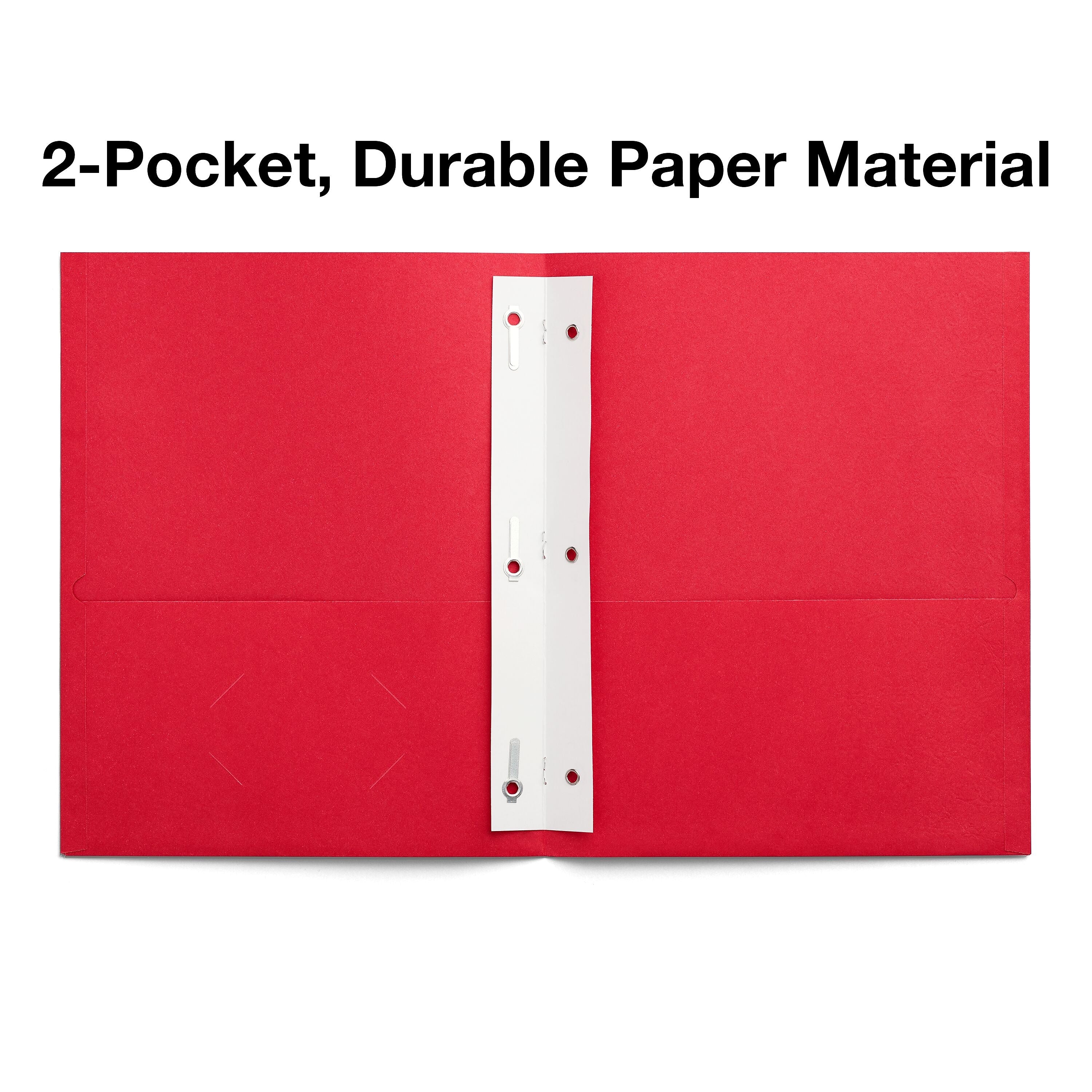 Staples 10% Recycled Smooth 2-Pocket Paper Presentation Folder with Fasteners, Red, 10/Pack