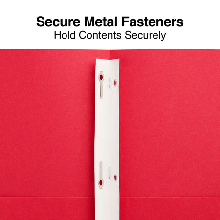 Staples 10% Recycled Smooth 2-Pocket Paper Presentation Folder with Fasteners, Red, 10/Pack