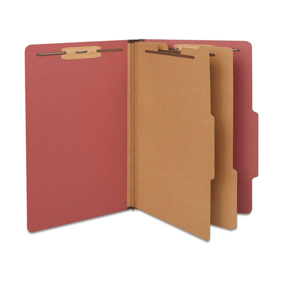 Staples® 100% Recycled Classification Folder, 2-Dividers, 2 1/2" Expansion, Legal Size, Red, 20/Box