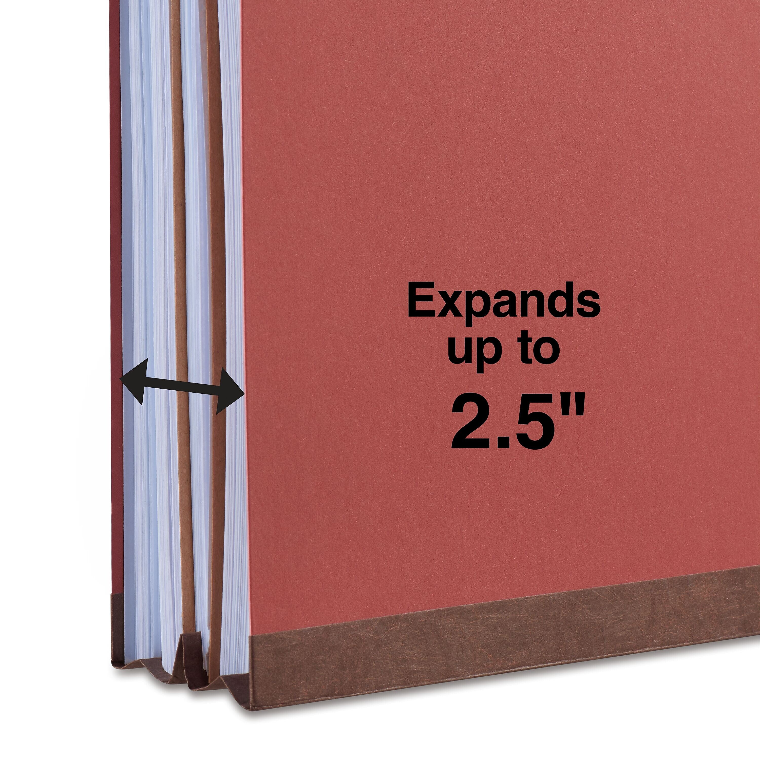 Staples® 100% Recycled Classification Folder, 2-Dividers, 2 1/2" Expansion, Legal Size, Red, 20/Box