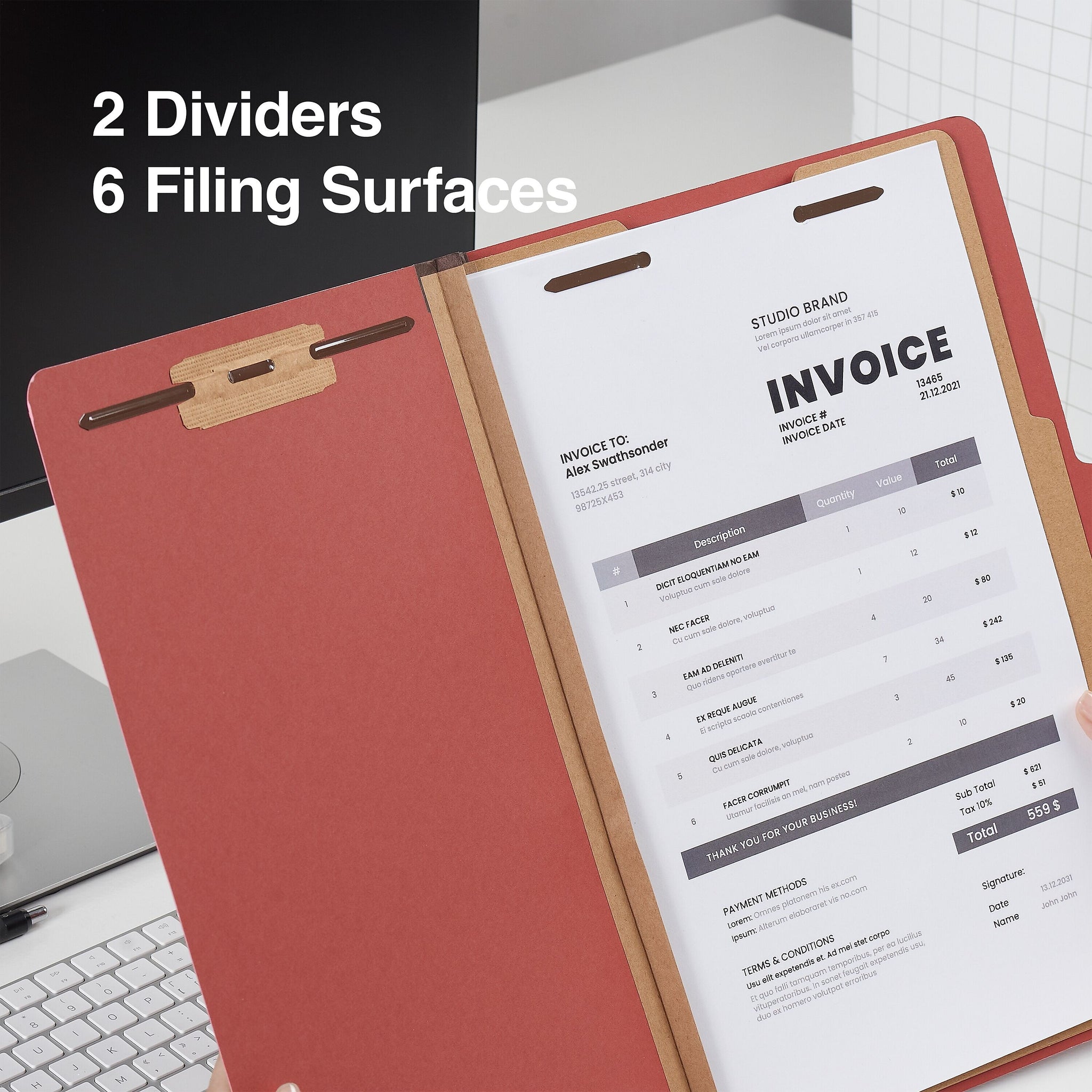 Staples® 100% Recycled Classification Folder, 2-Dividers, 2 1/2