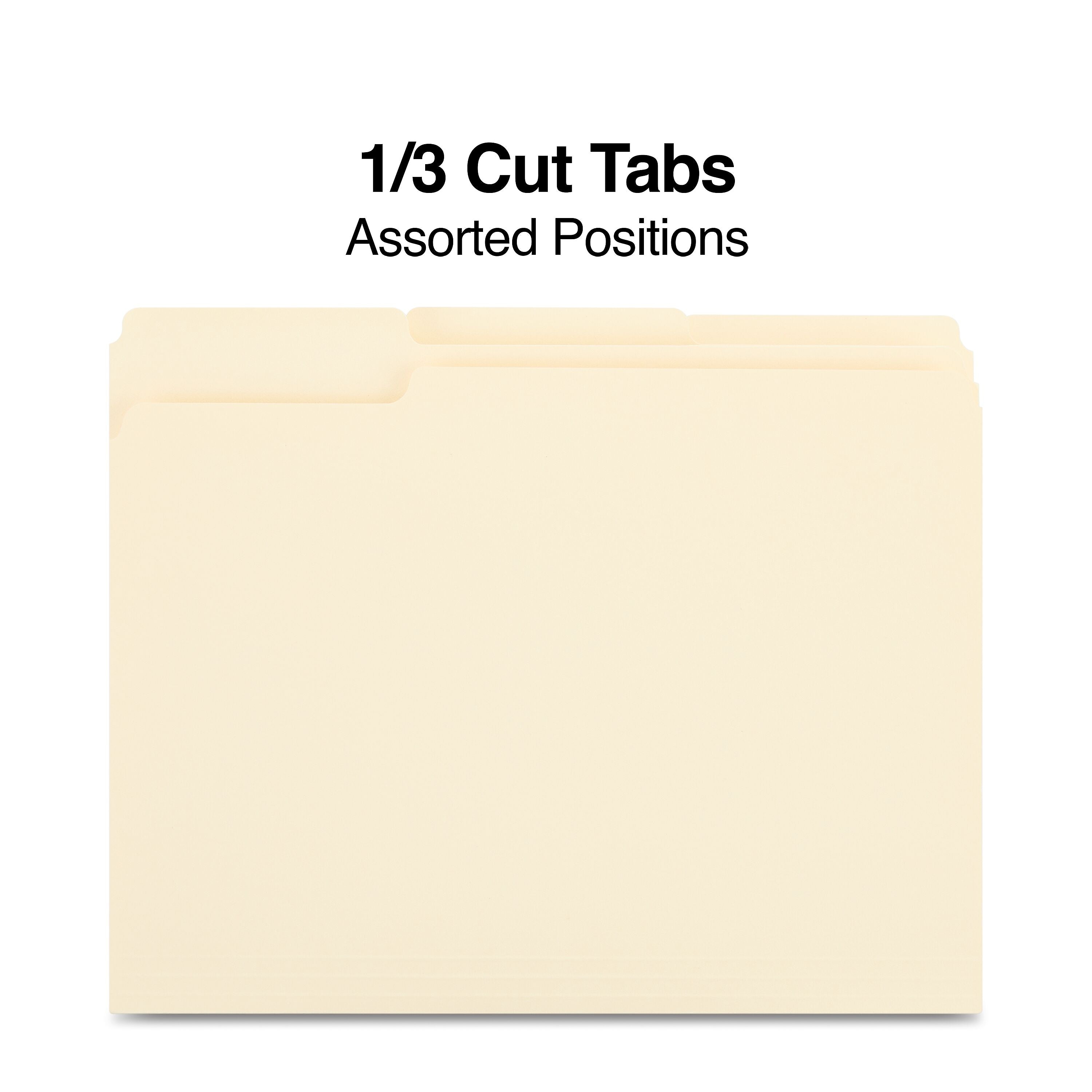 Staples® 100% Recycled File Folders, 1/3-Cut Tab, Letter Size, 100/Box