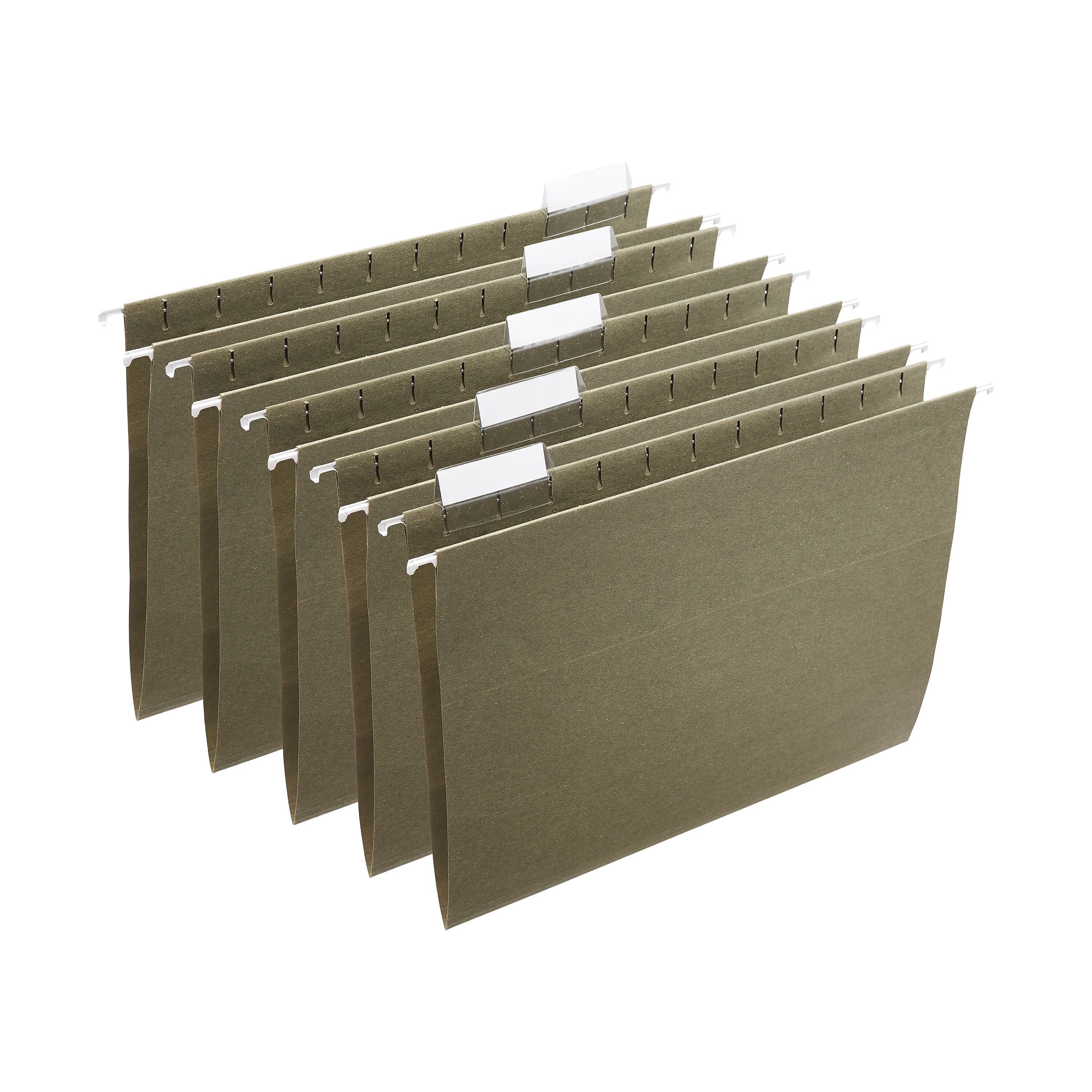 Staples® 100% Recycled Hanging File Folders, Letter, 1/5-Cut Tab, Letter Size, Standard Green, 25/Box