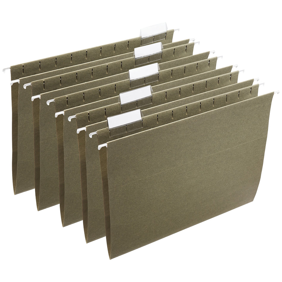 Staples® 100% Recycled Hanging File Folders, Letter, 1/5-Cut Tab, Letter Size, Standard Green, 25/Box