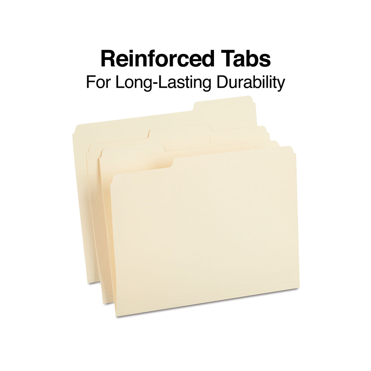 Staples 100% Recycled Heavyweight Reinforced File Folders, 1/3-Cut Tab, Letter Size, Manila, 50/Box